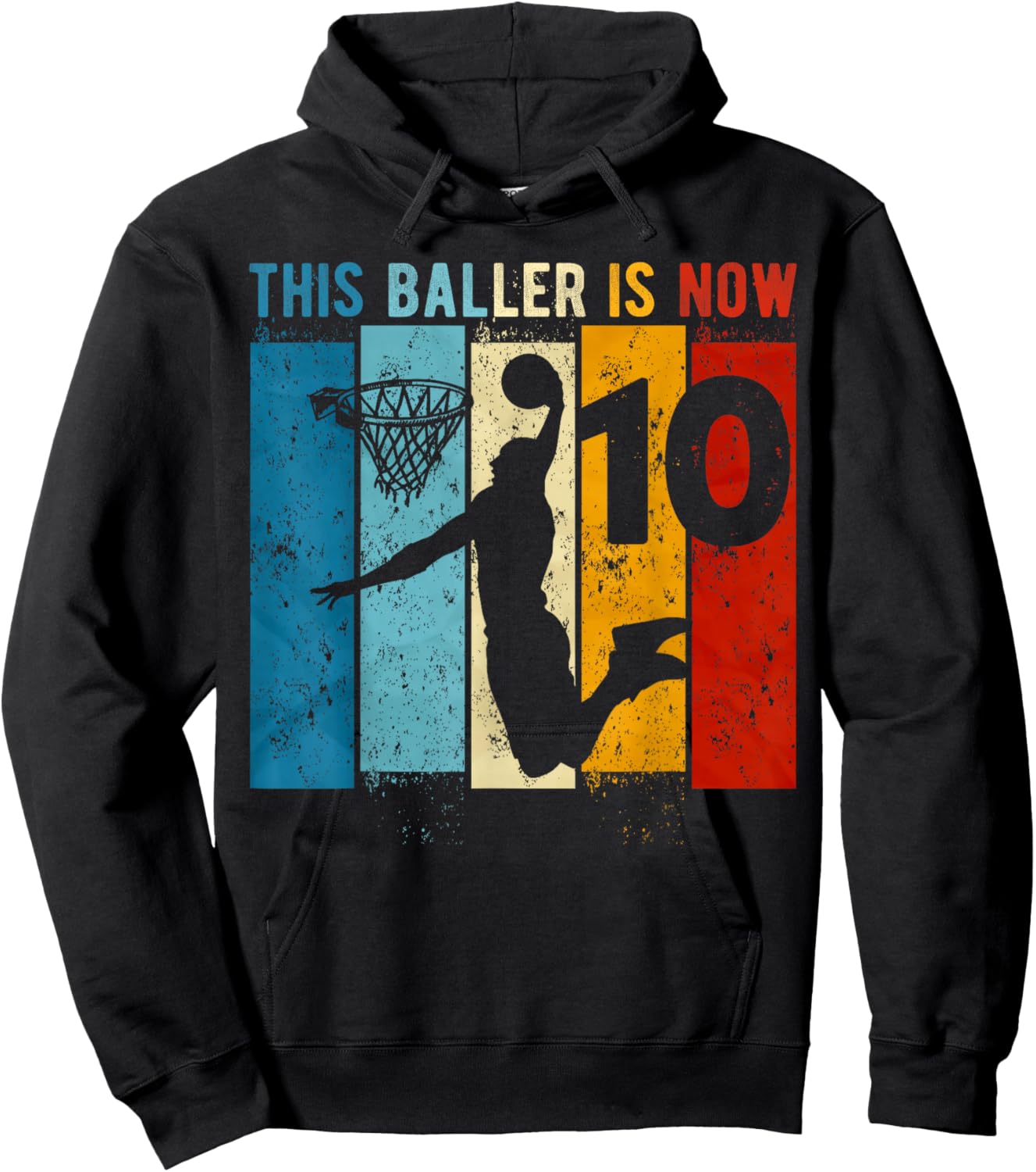 10 Year Old Basketball 10th Birthday Boy Hoodie - Hoodie | Black