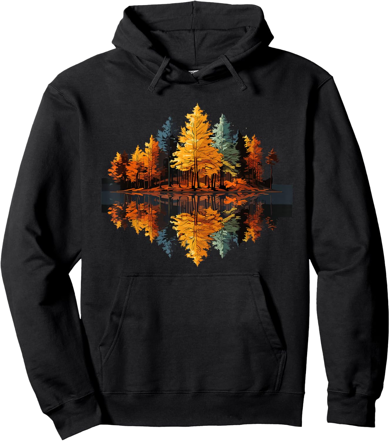 Nature Reflection Forest Trees Outdoor Wildlife Hoodie - Hoodie | Black