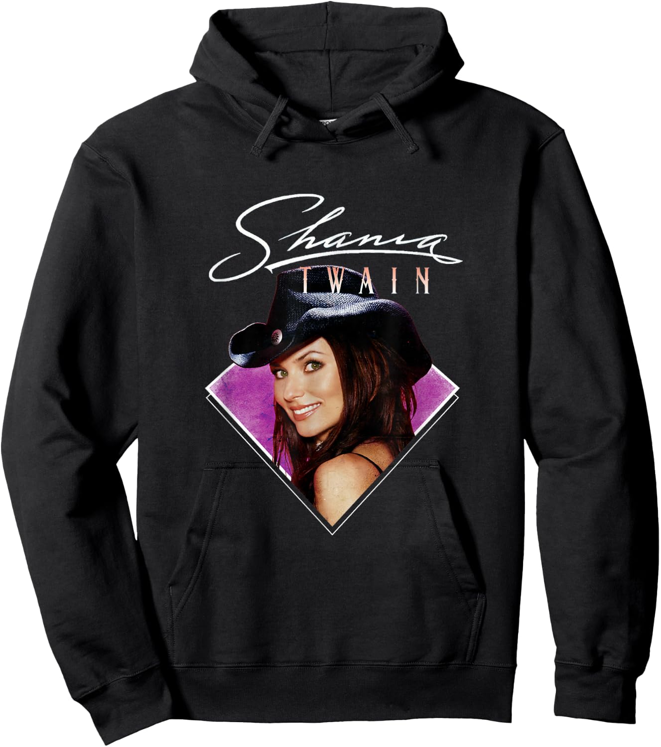 Official Shania Twain Purple Photo White Text Hoodie - Hoodie | Black