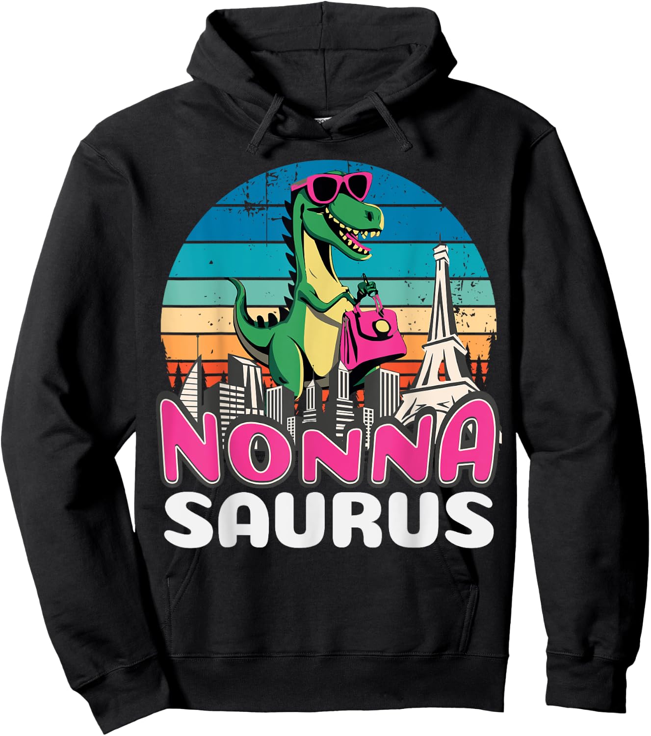 Nonnasaurus T Rex Dinosaur Nonna Saurus Family Hoodie - Hoodie | Black