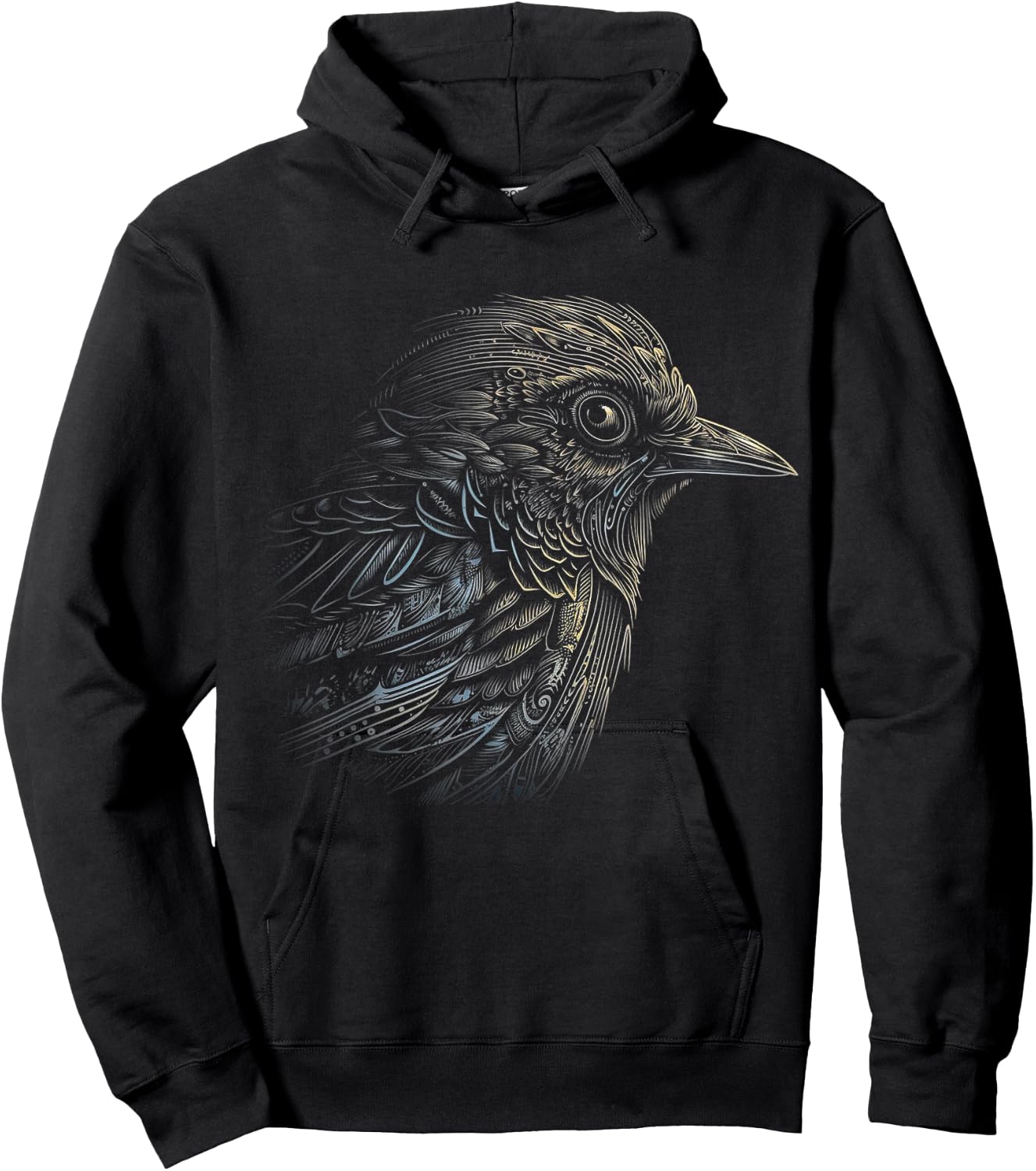 Bird Portrait Artwork | Animal Motif Bird Hoodie - Hoodie | Black