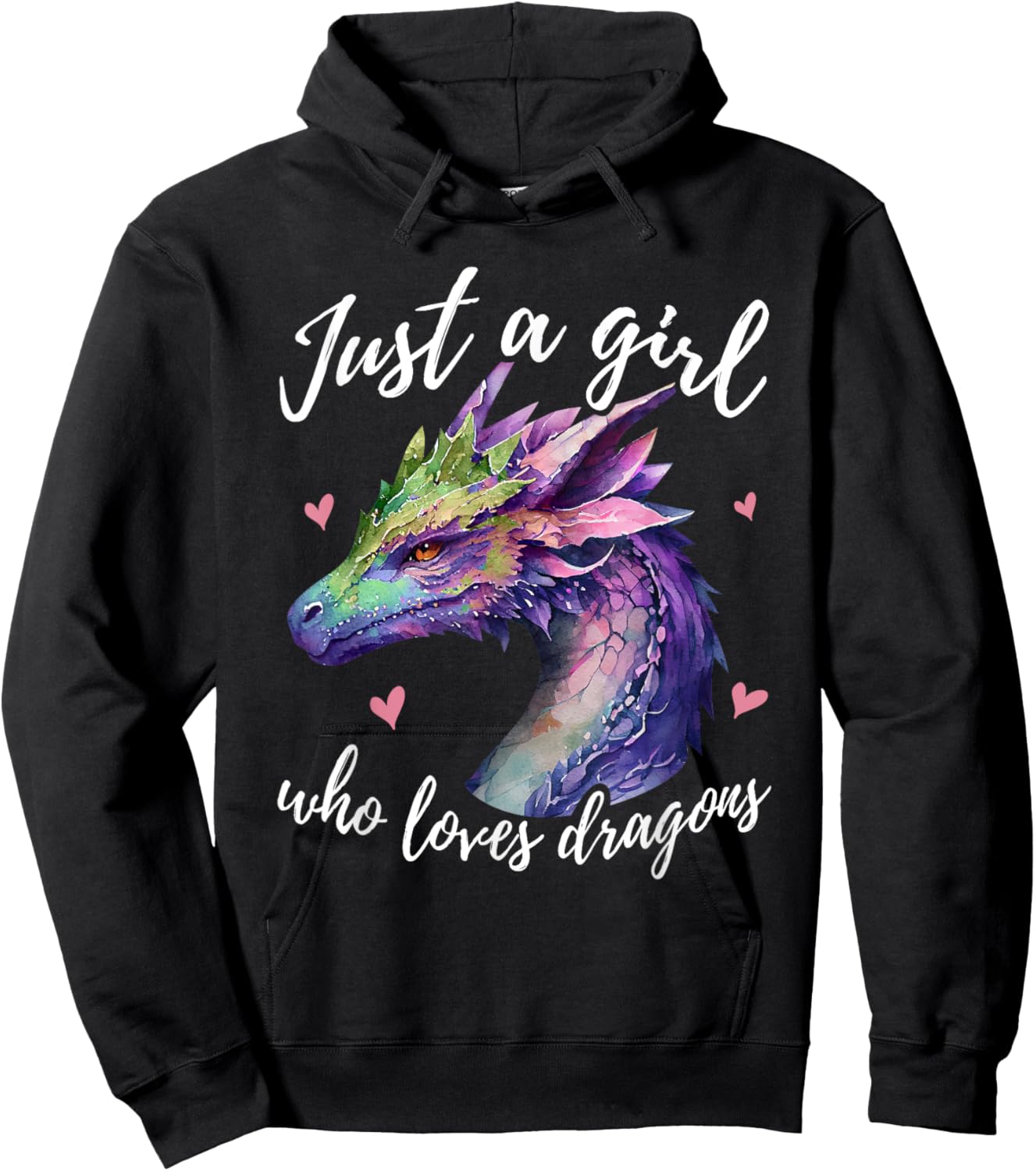 Just A Girl Who Loves Dragons - Cute Dragon Watercolor Art Small Hoodie - Hoodie | Black