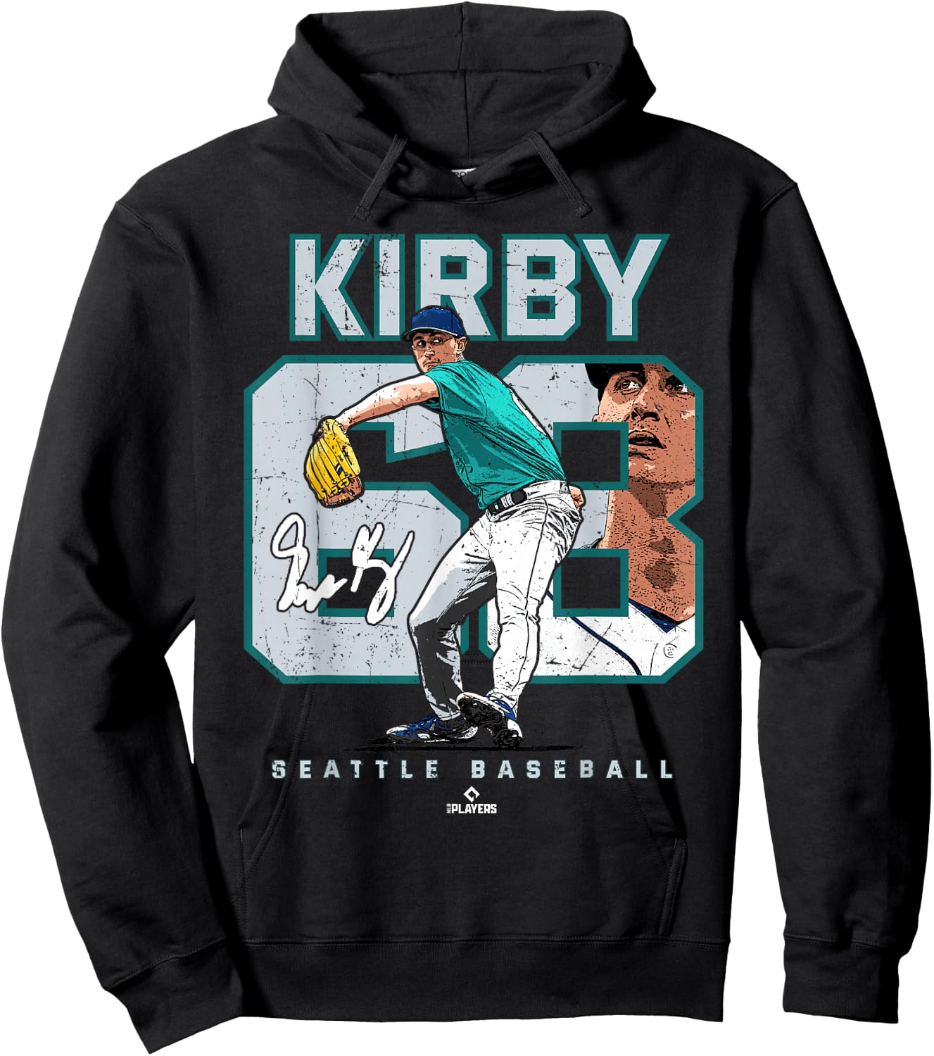 Number and Portrait George Kirby Seattle MLBPA Hoodie - Hoodie | Black