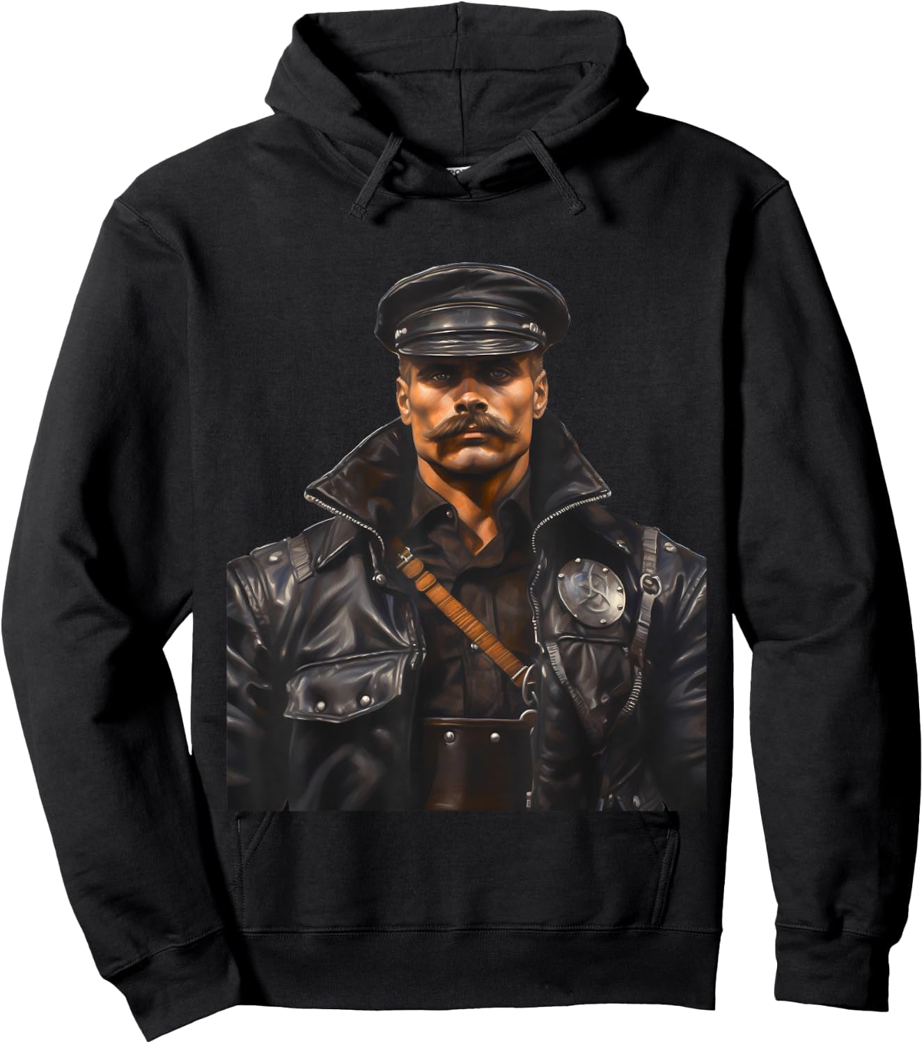 Gay Muscle Daddy Bear Pride Leather Gay Biker Hoodie - Hoodie | Black