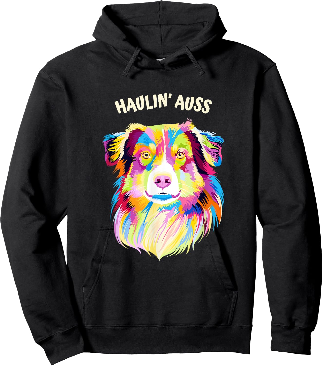 Haulin Auss Australian Shepherd Animal Pun Aussie Hoodie - Hoodie | Black