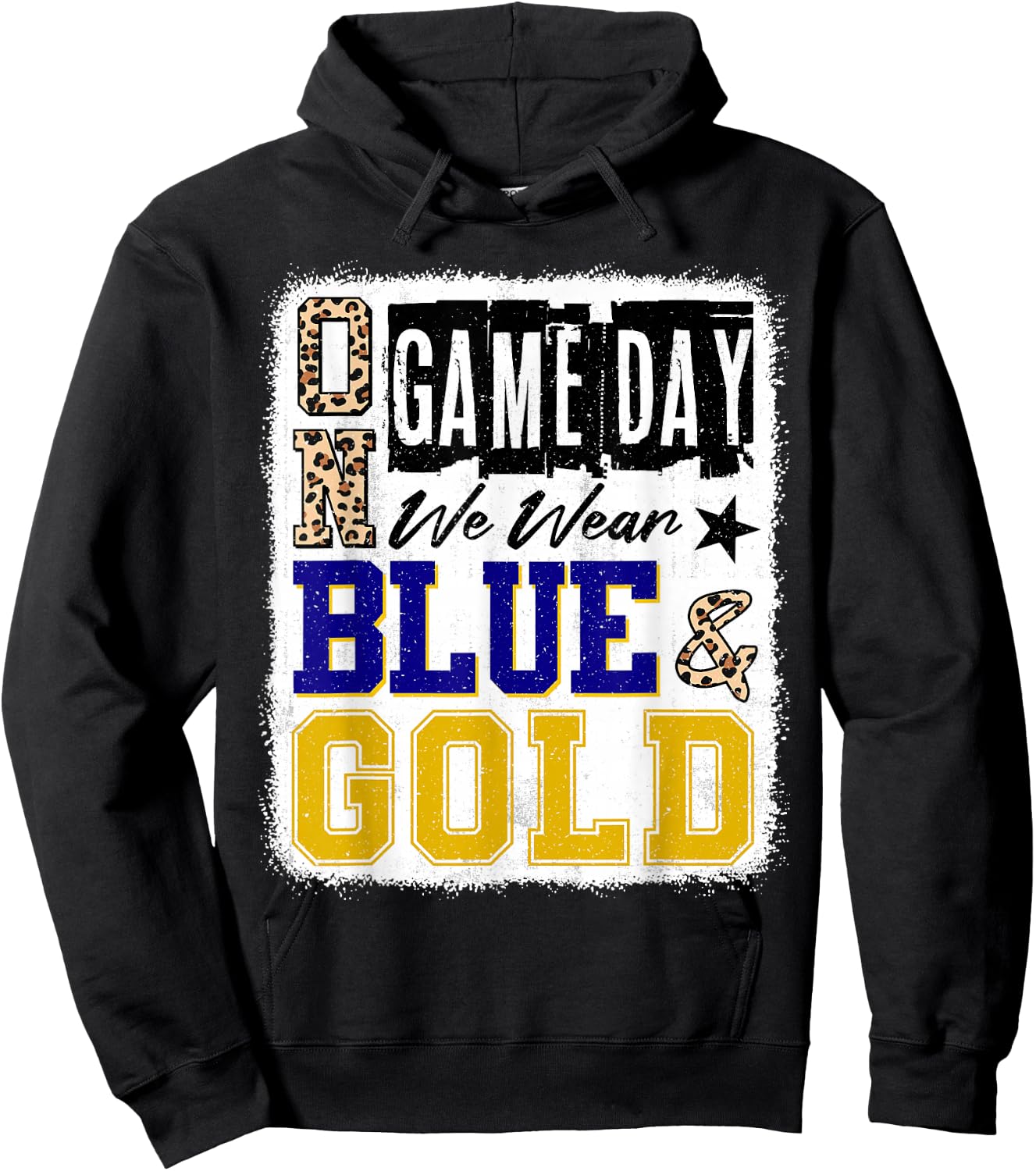 On Gameday Football We Wear Blue And Gold School Spirit Hoodie - Hoodie | Black