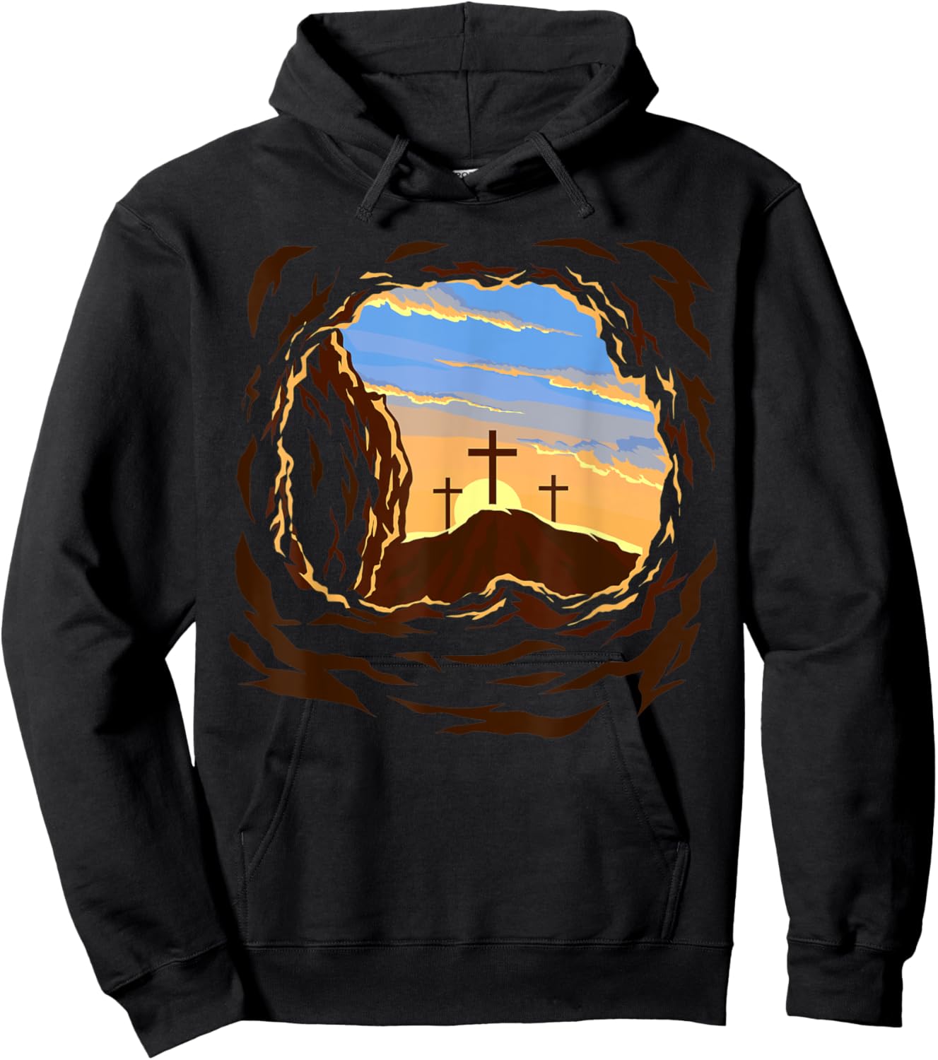 Resurrection Sunday Cross of Jesus Christ Empty Tomb Faith Hoodie - Hoodie | Black