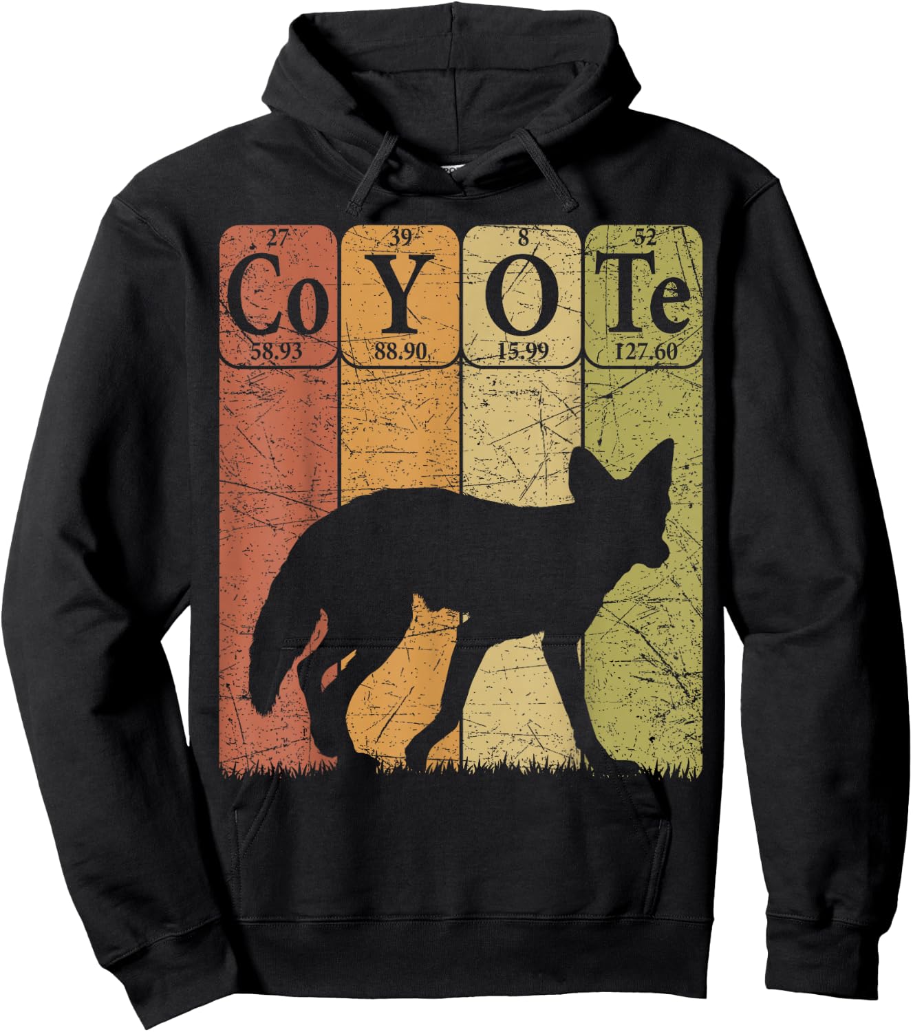 Coyote Periodic Table Elements Wild Animal Coyote Vintage Hoodie - Hoodie | Black