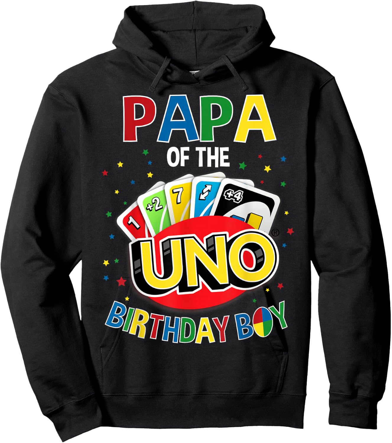 Papa of The Birthday Boy Uno Game B-Day Family Party Hoodie - Hoodie | Black