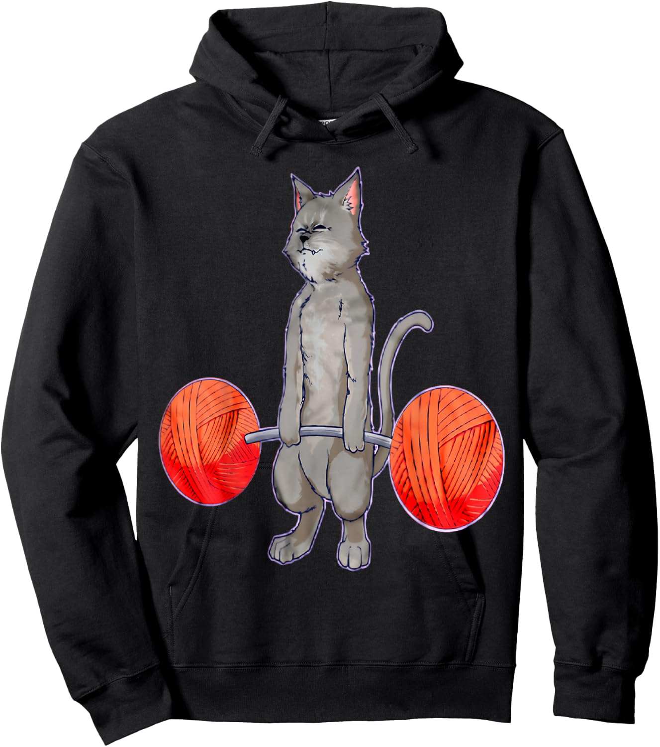 Deadlifting Grey Cat Weightlifting Bodybuilding Fitness Gym Hoodie - Hoodie | Black