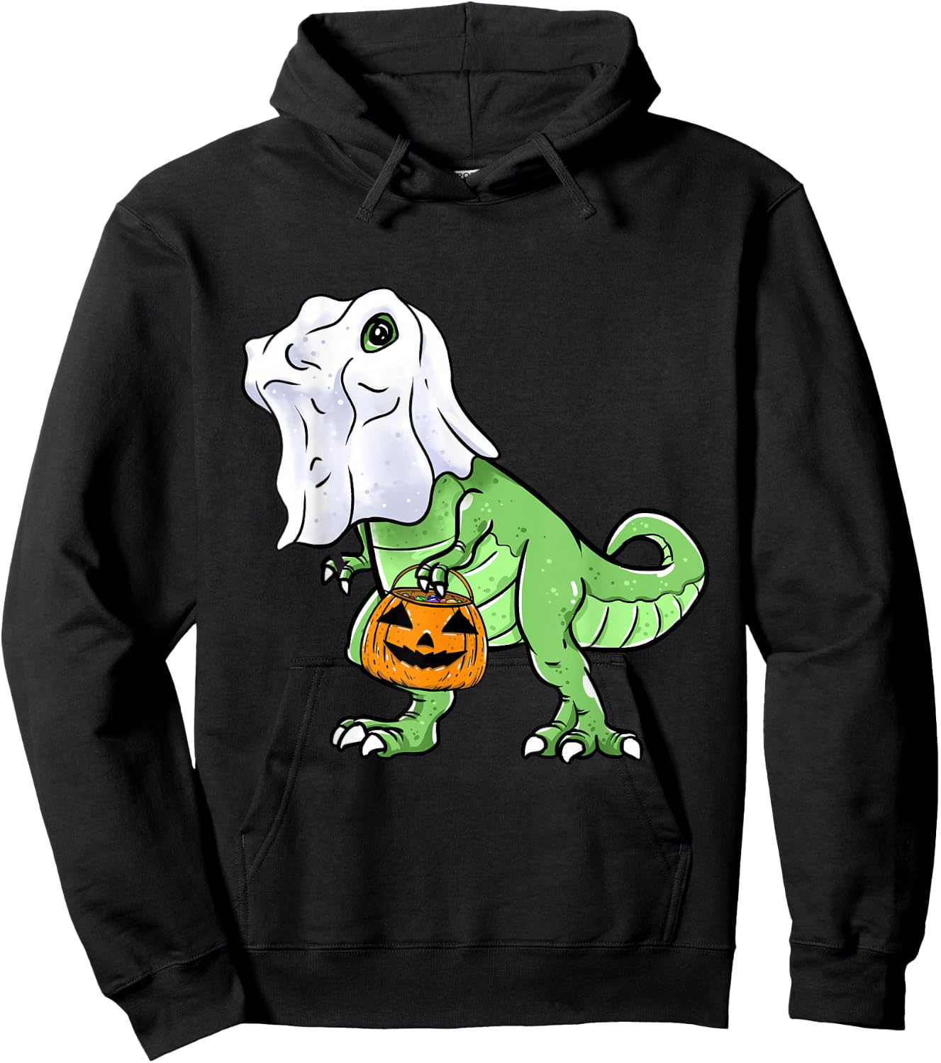 Halloween T Rex Dinosaur Ghost Trick or Treat for Kids Boys Hoodie - Hoodie | Black