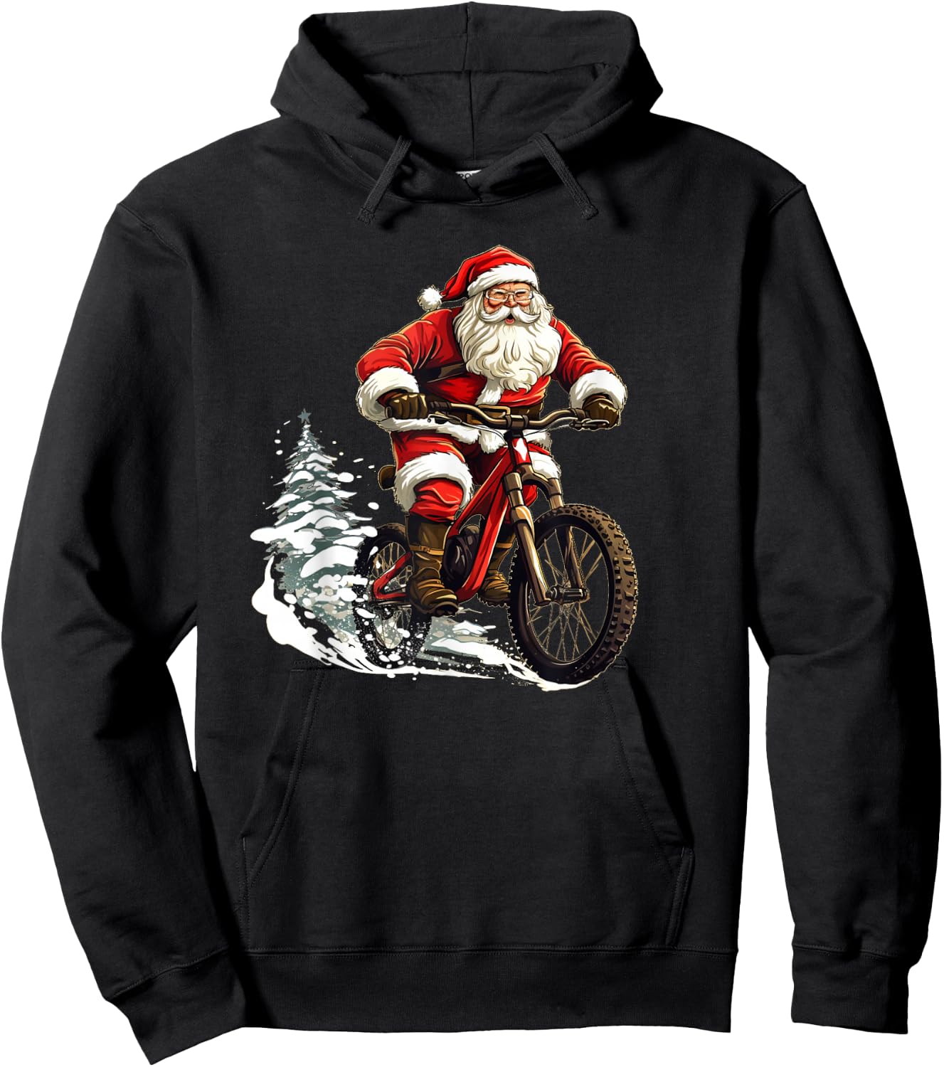 Funny Bike Stunts with Santa Claus for Boys and Girls Hoodie - Hoodie | Black