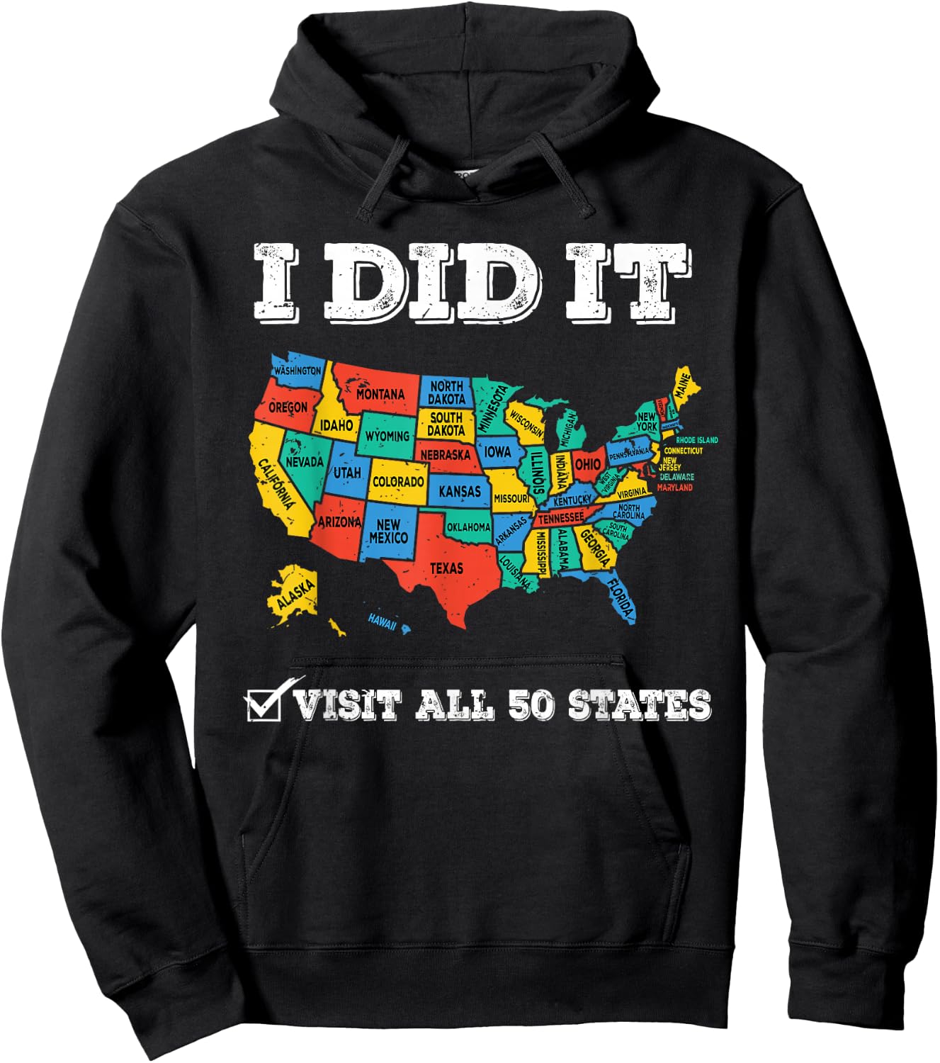 Visited All 50 States, USA map for Travel Champion Lover Hoodie - Hoodie | Black