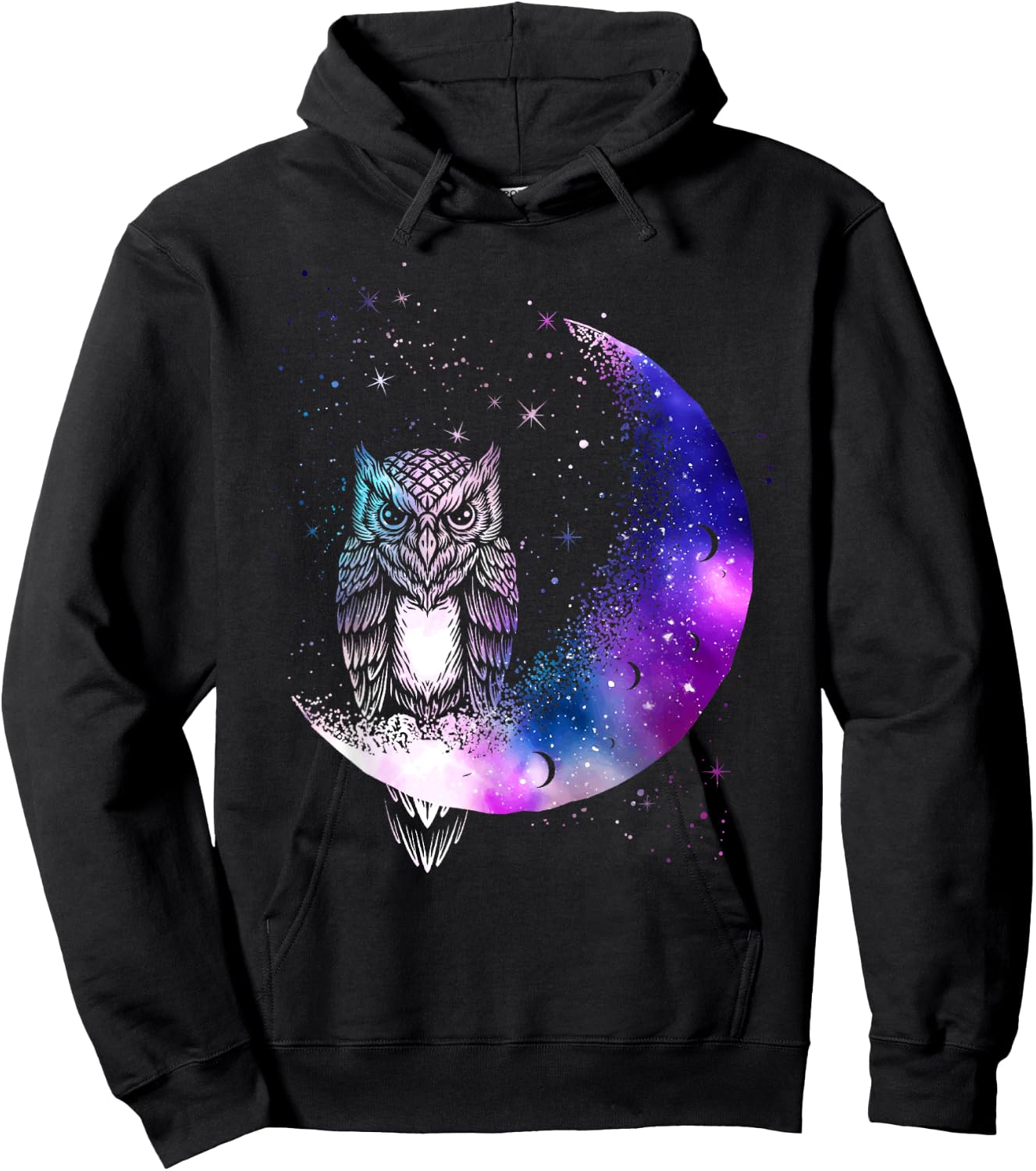 Owl Moon Galaxy Bird Crescent Hoodie - Hoodie | Black
