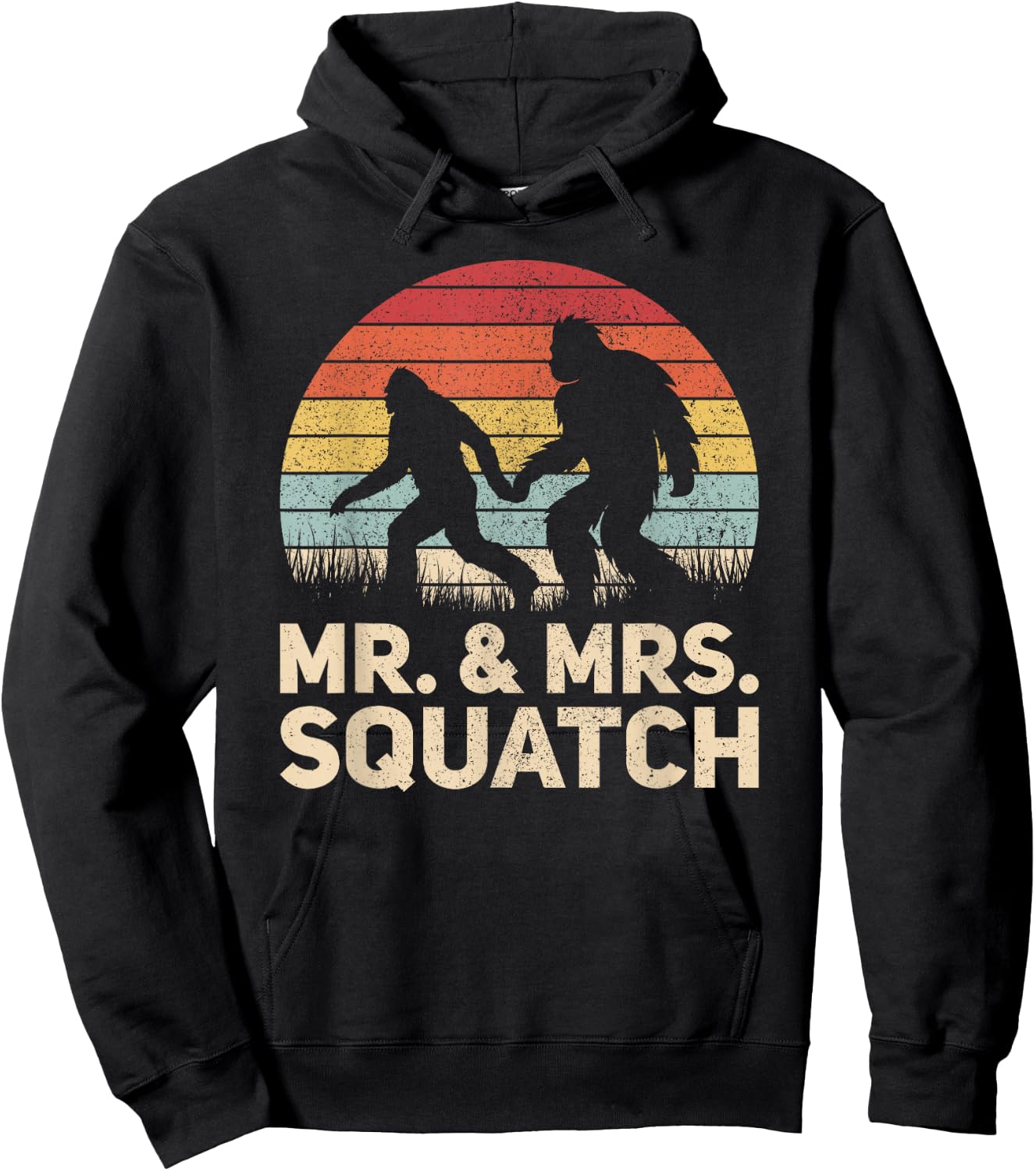 Matching Mr & Mrs Outfit Husband Wife Funny Wedding Bigfoot Hoodie - Hoodie | Black
