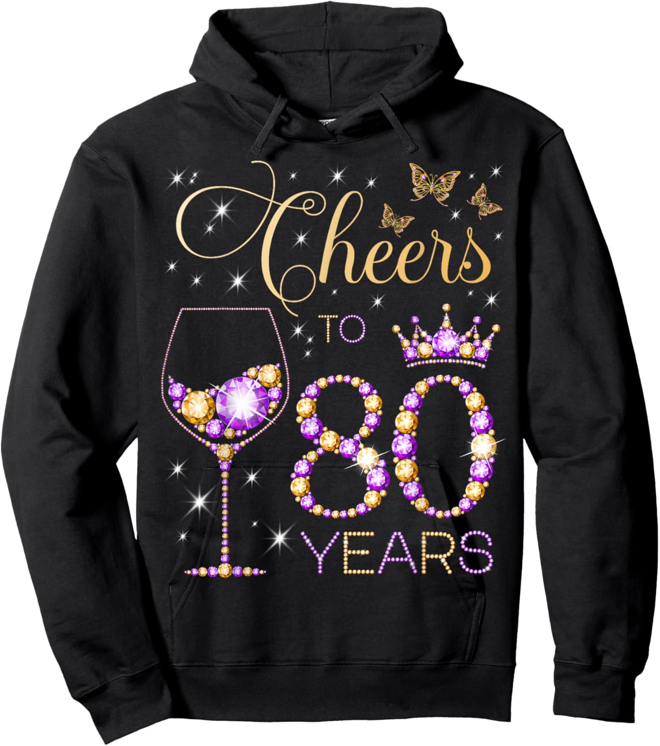 Cheers to 80 Years Old 80th Birthday Party Women 80th Bday Hoodie - Hoodie | Black