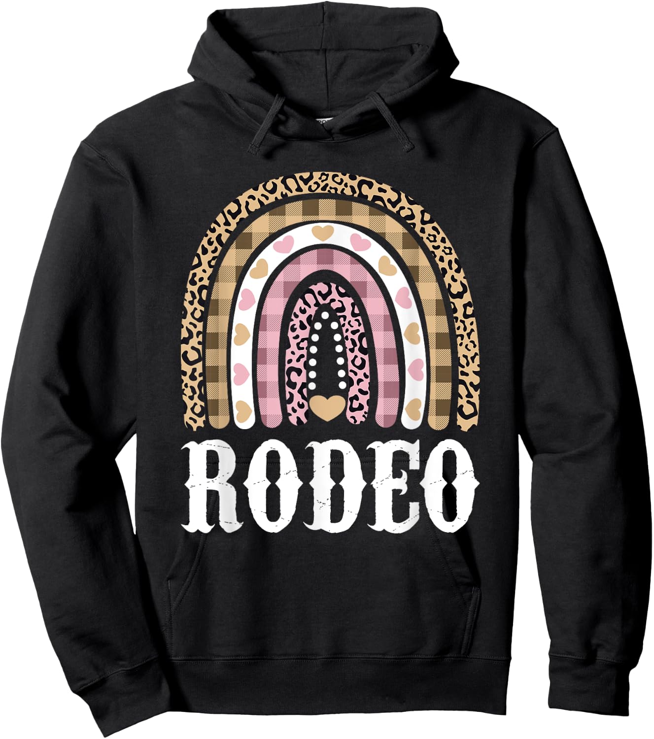 Cowgirl Outfit Women Cowboy Rainbow Leopard Western Rodeo Hoodie - Hoodie | Black