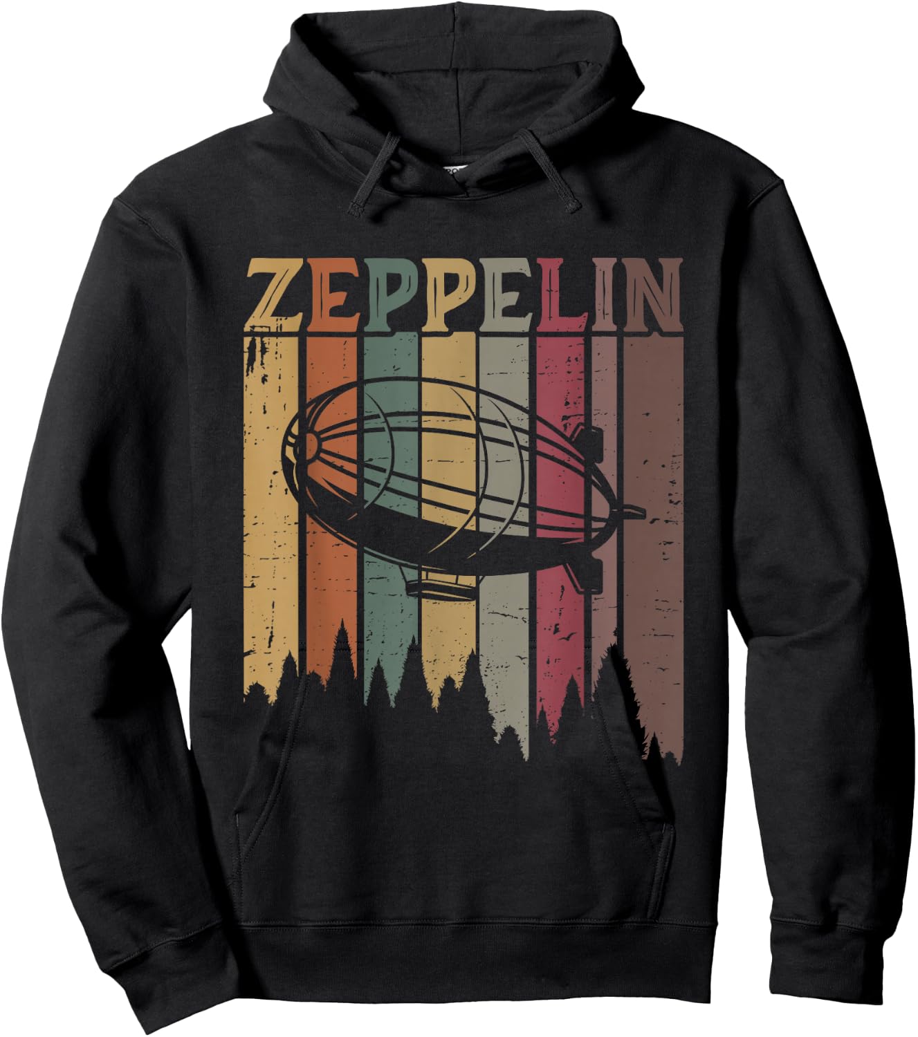 Retro Zeppelin 70s 80s Dirigible Airship Zepelin Zepplin Hoodie - Hoodie | Black