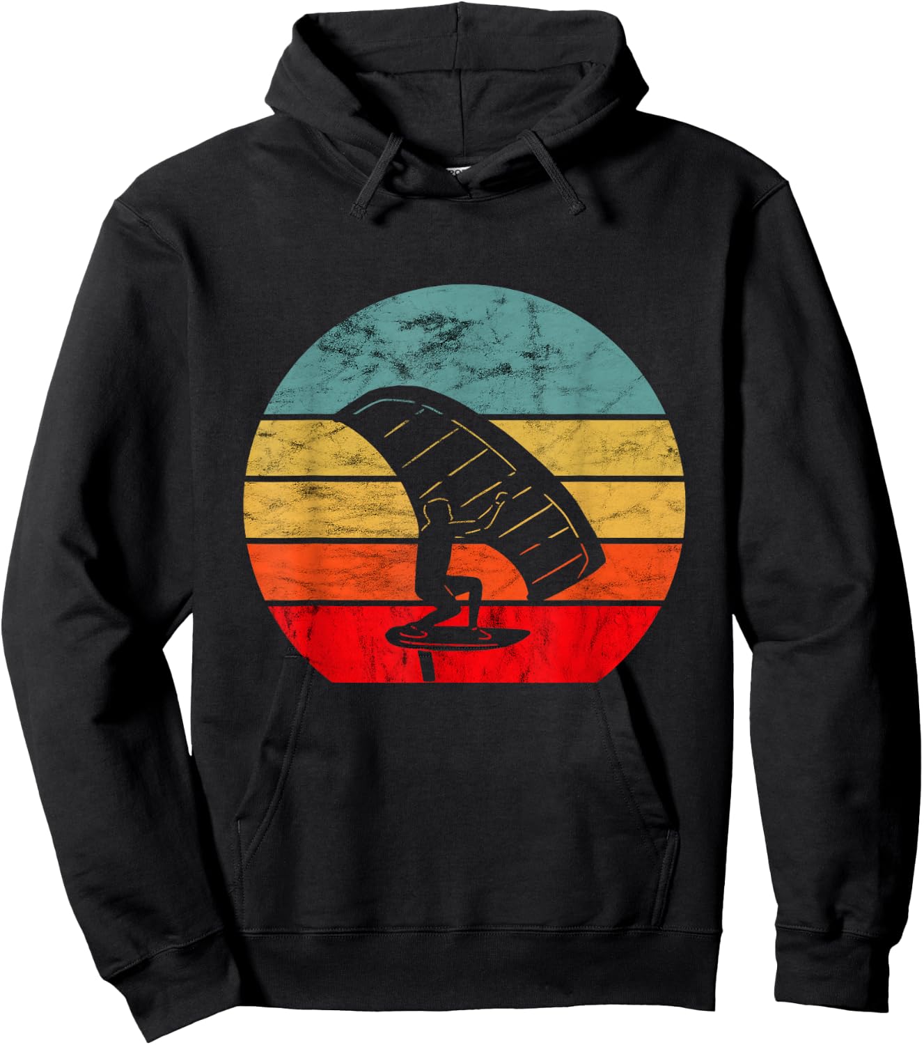 Foil Vintage Retro Foiler Electric Hydrofoil Surfboard Hoodie - Hoodie | Black