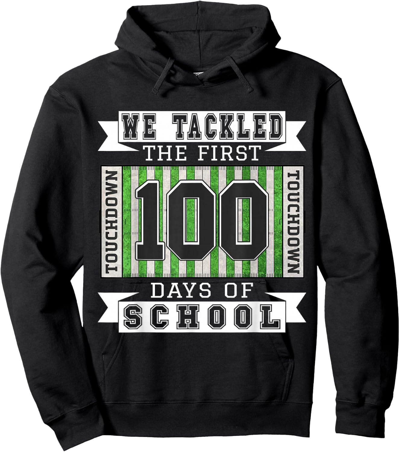 100 Days of School Football Theme - School Teacher Student Hoodie - Hoodie | Black