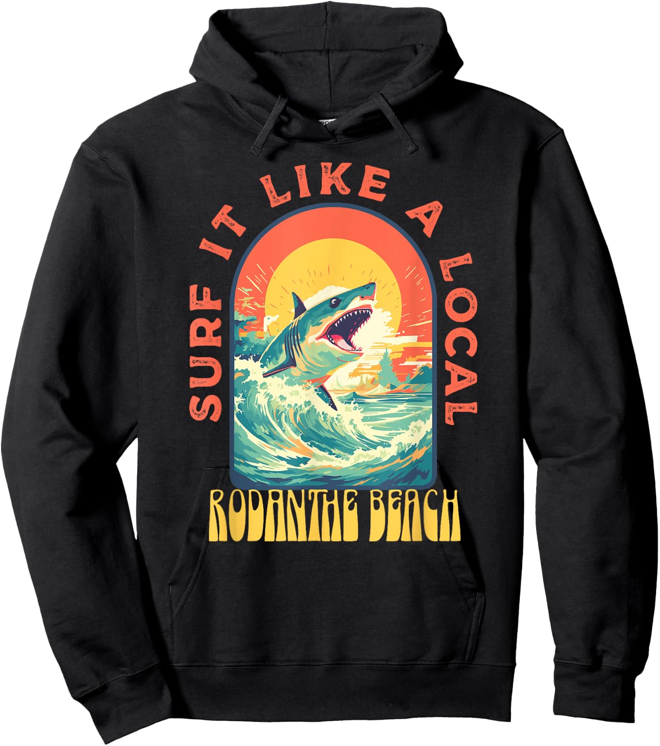 Rodanthe Beach Surf If Like A Local Shark Wave Hoodie - Hoodie | Black