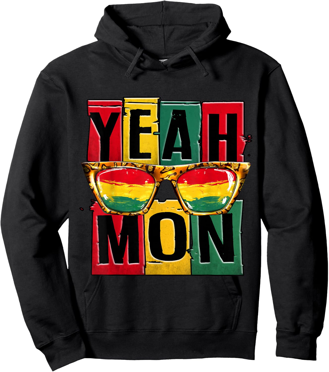 Yeah Mon Funny Jamaican Pride Jamaica Vacation Reggae Hoodie - Hoodie | Black