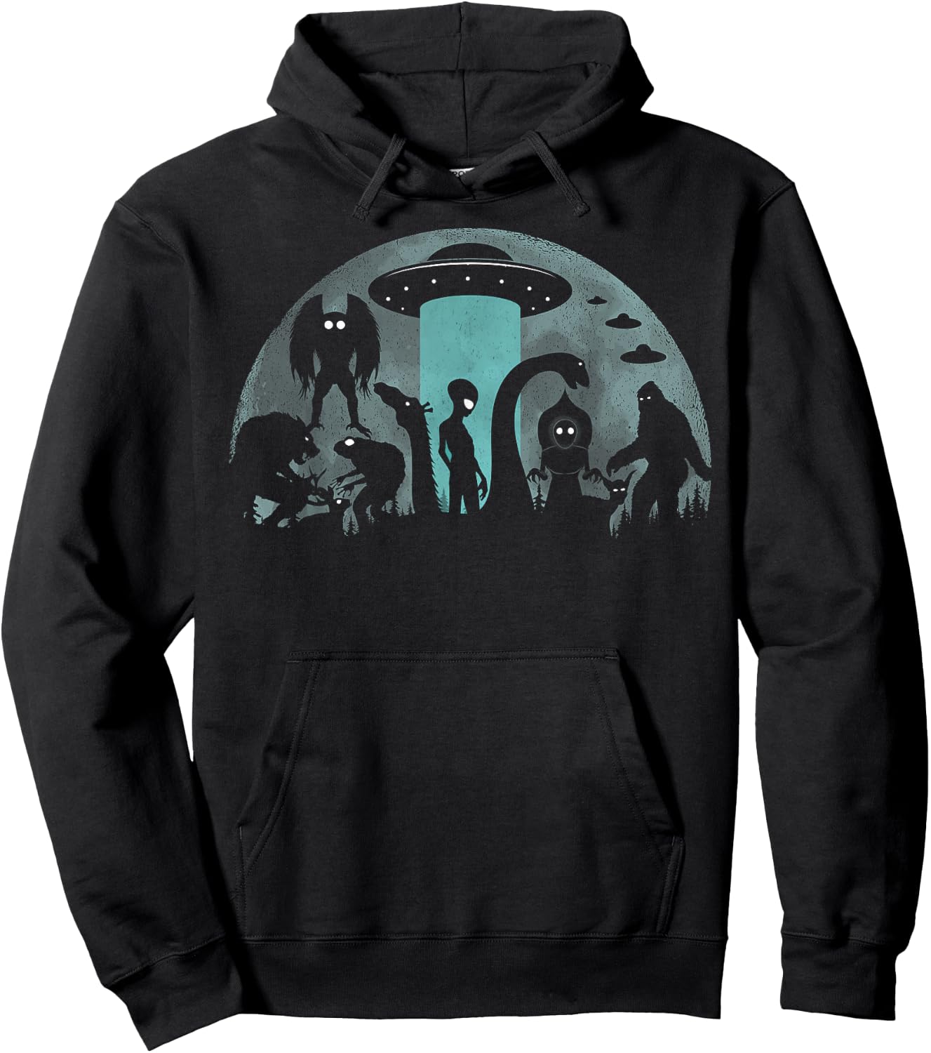 Bigfoot Loch Ness Monster Mothman And Aliens Funny Cryptid Hoodie - Hoodie | Black