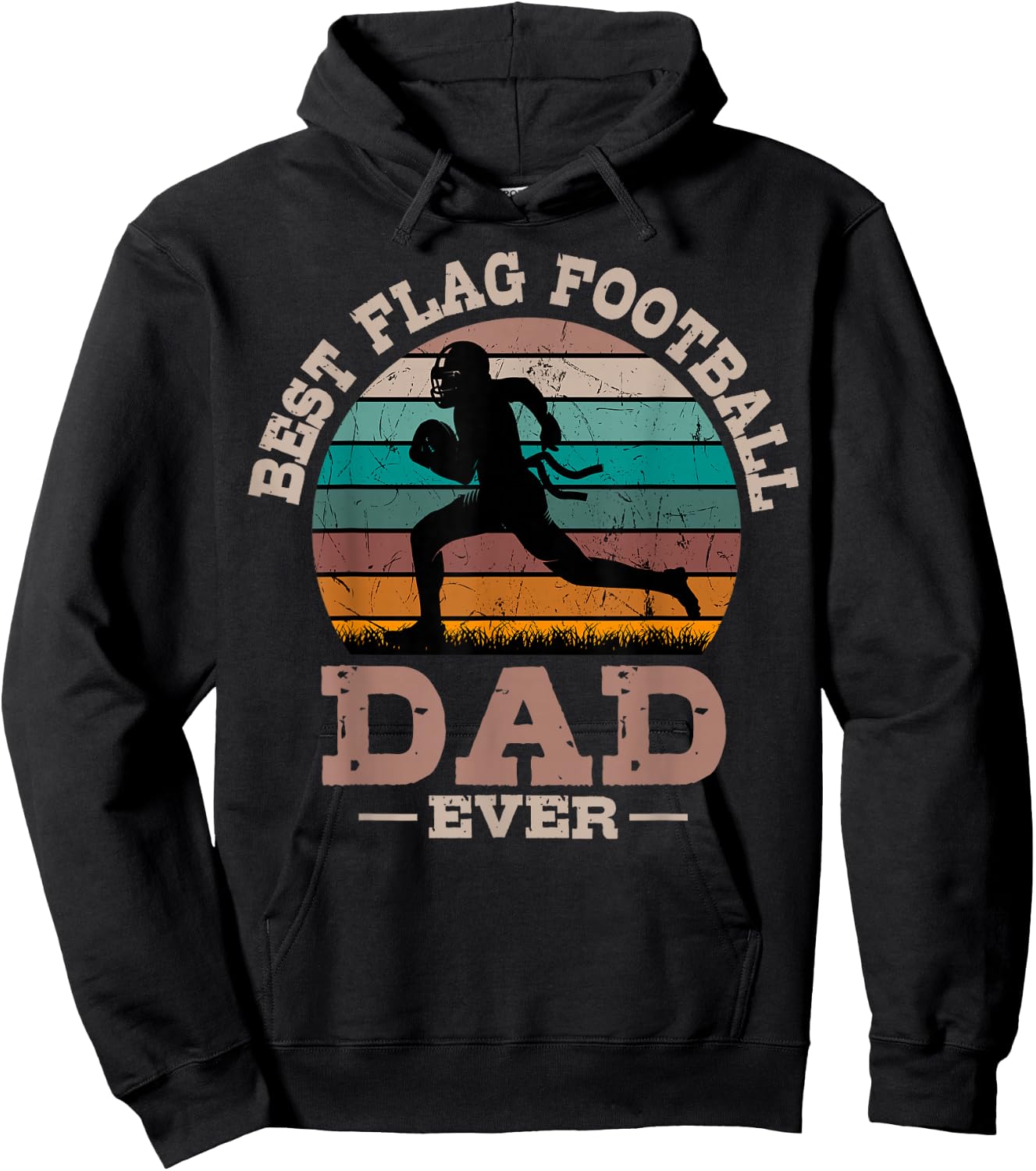 Flag Football Dad Retro Vintage Sport Ball Father's Day Hoodie - Hoodie | Black