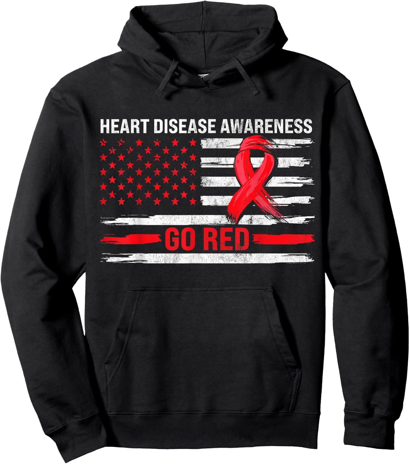Go Red Heart Disease Support Flag - Heart Disease Awareness Hoodie - Hoodie | Black