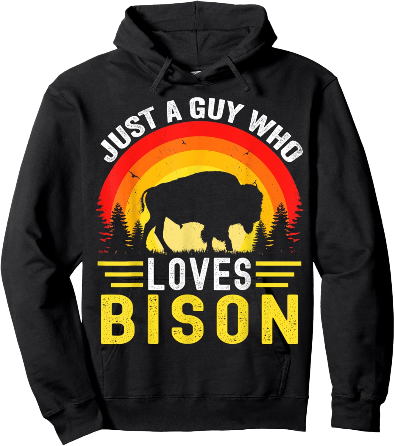 Just A Guy Who Loves Bison Retro Vintage American Bison Hoodie - Hoodie | Black