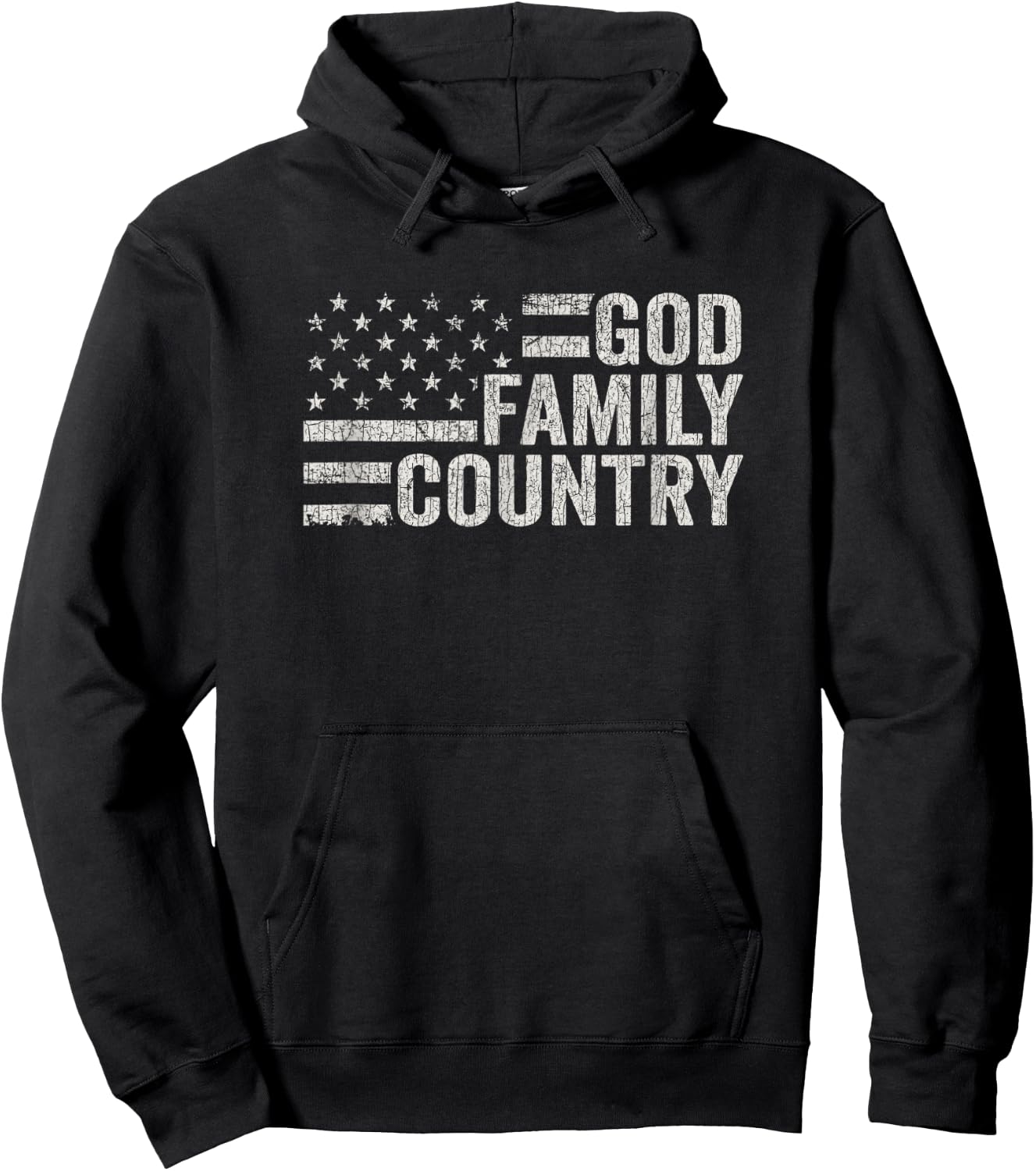 Vintage God Family Country Patriotic Christian American Hoodie - Hoodie | Black