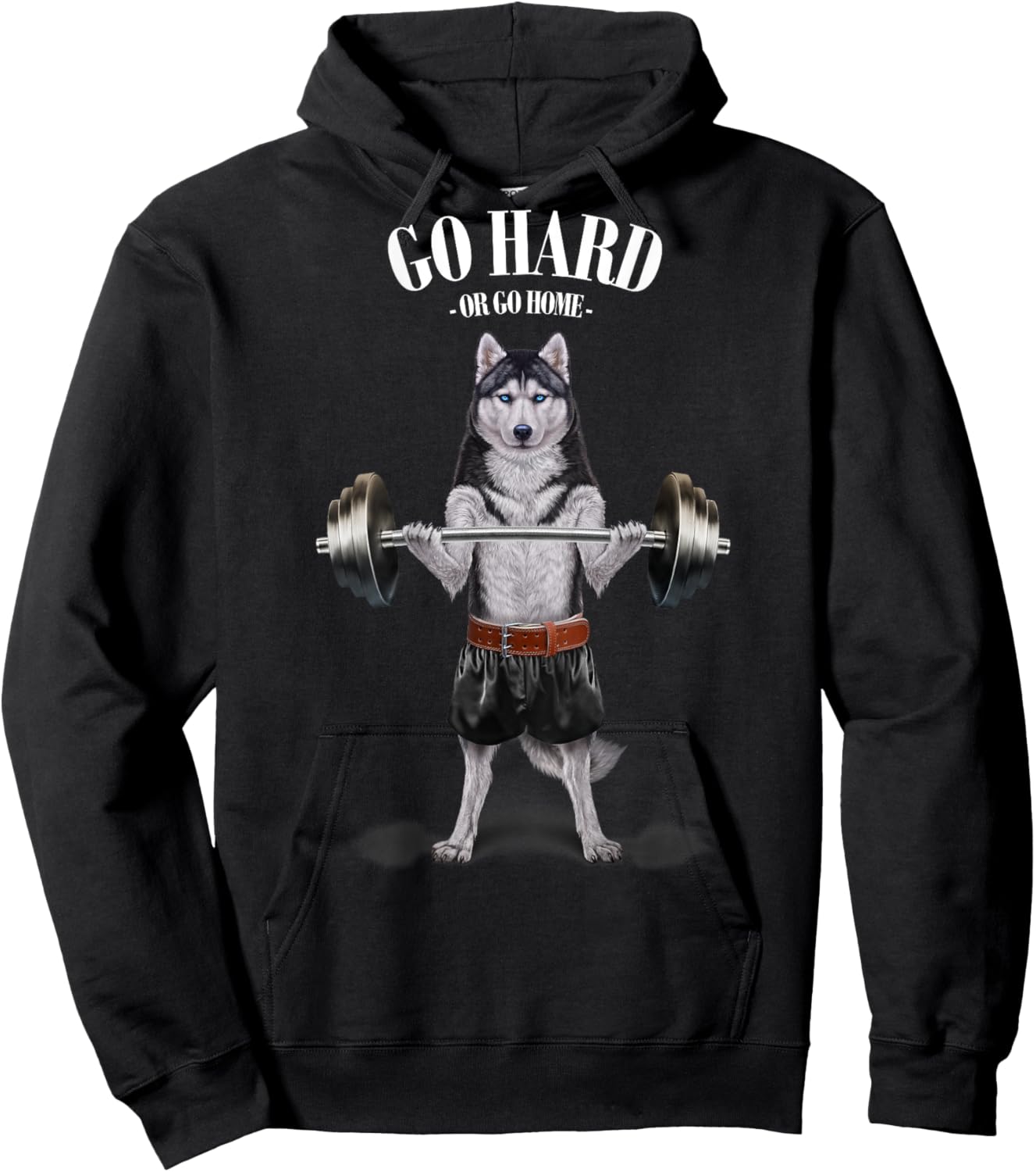 Siberian Husky Dog Weightlifting in Fitness Gym Hoodie - Hoodie | Black