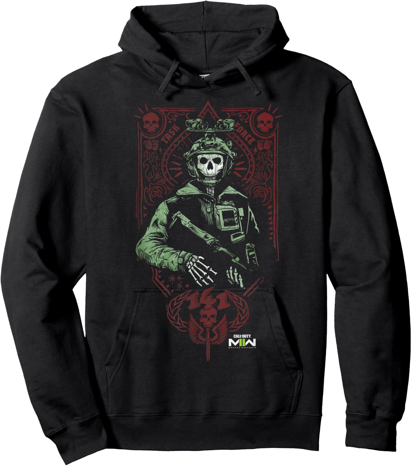 Call of Duty: Modern Warfare 2 Ghost Playing Card Portrait Hoodie - Hoodie | Black