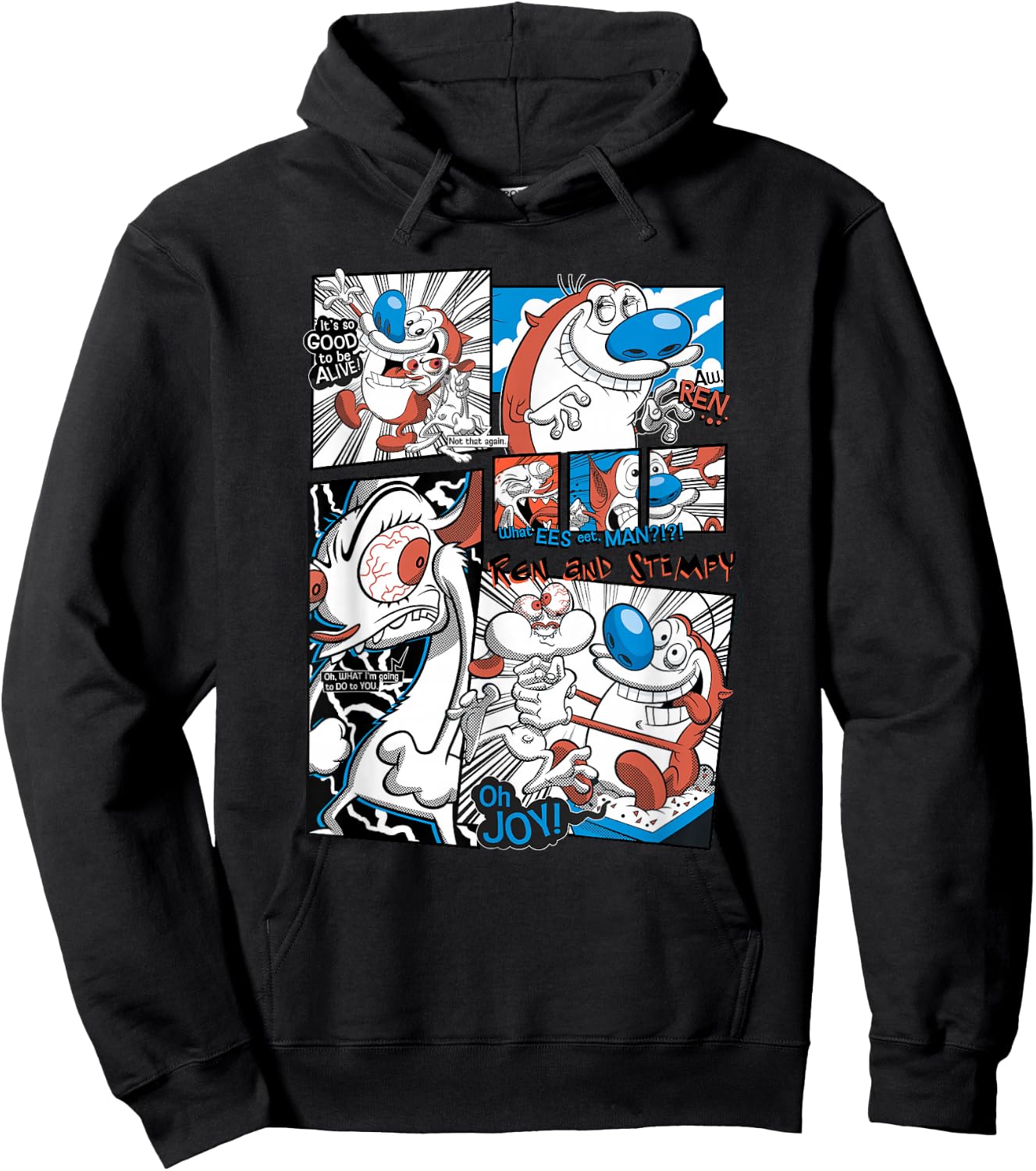 Ren and Stimpy It's So Good To Be Alive Panel Classic Comic Hoodie - Hoodie | Black