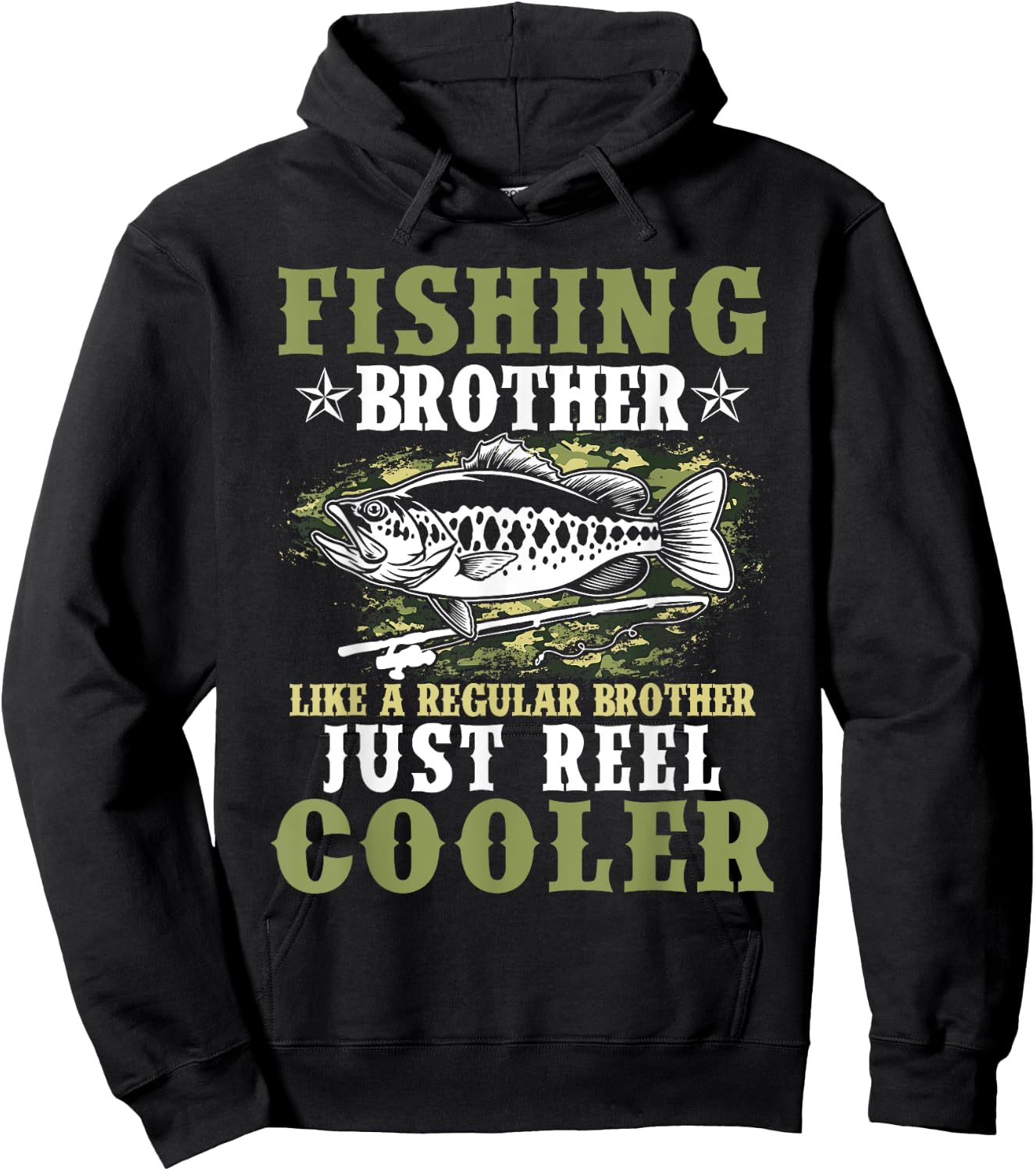Fishing Shirt Boys Fisherman Funny Bass Fishing Brother Hoodie - Hoodie | Black