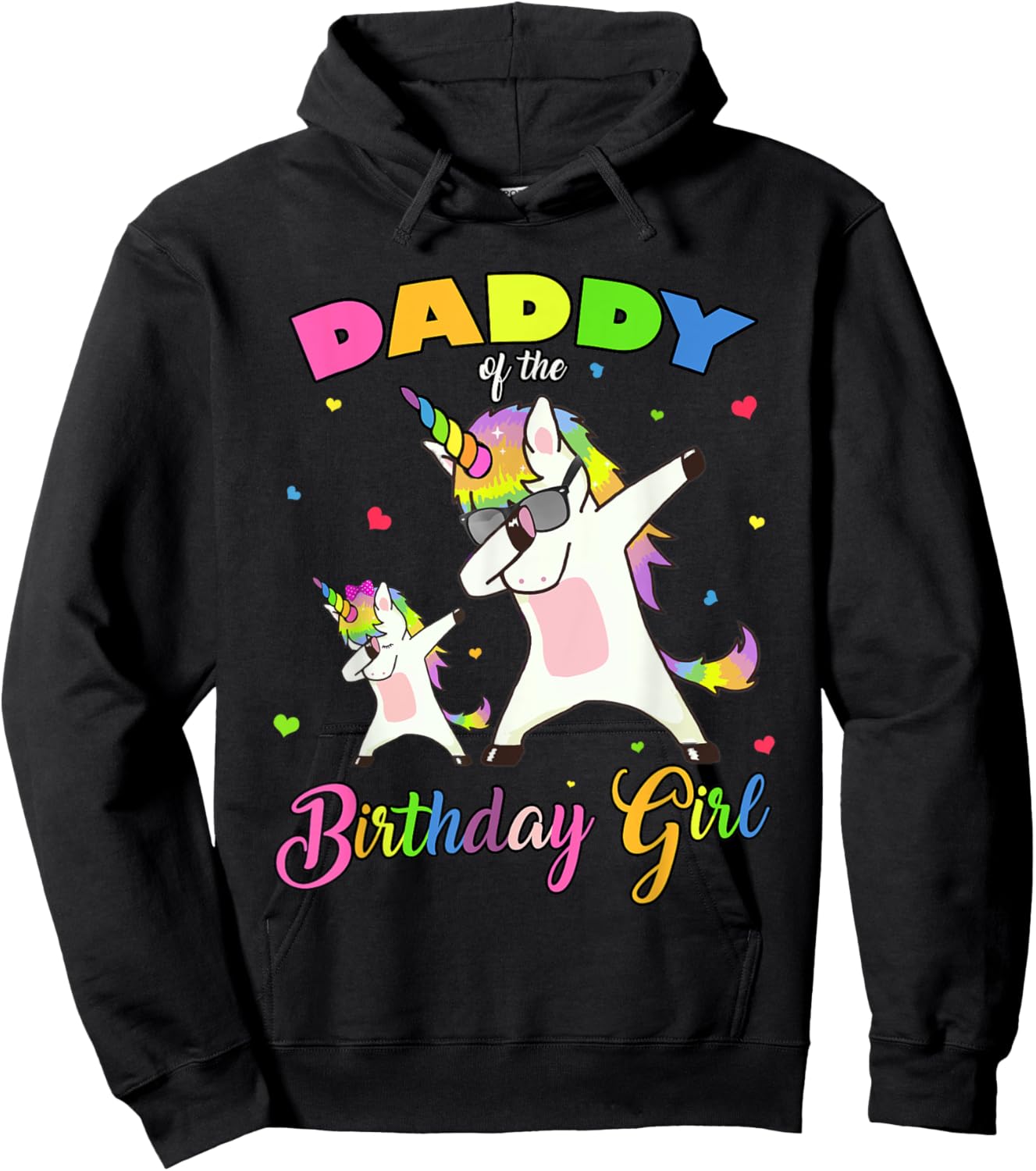 Daddy of the Birthday Girl Dabbing Unicorn Princess and Dad Hoodie - Hoodie | Black