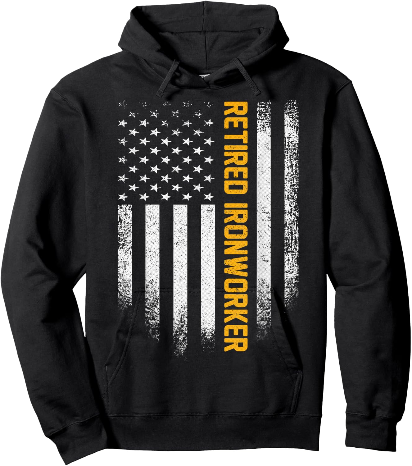 Vintage American Flag Retired Ironworker Funny Iron Worker Hoodie - Hoodie | Black