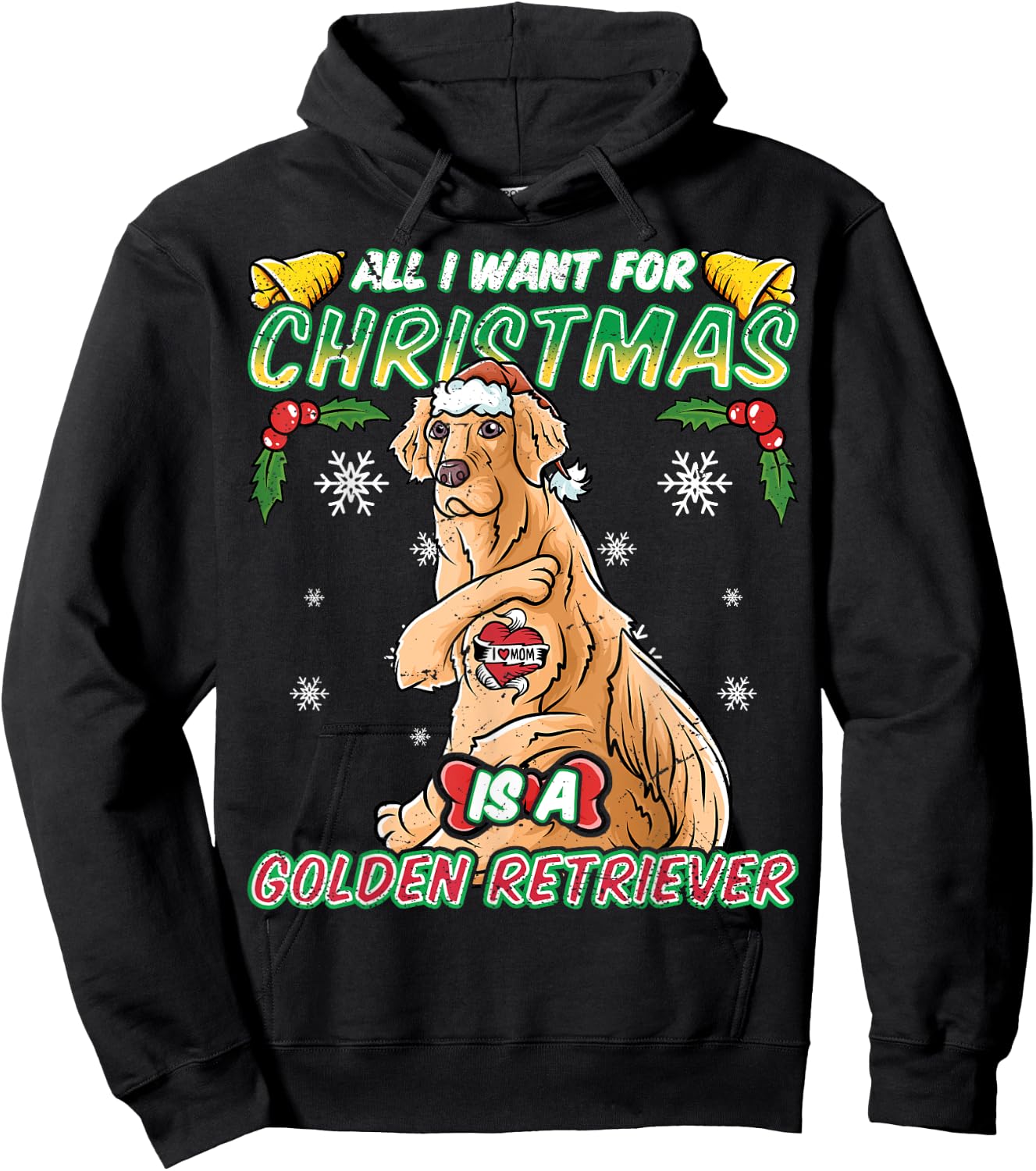 All I Want For Christmas Is A Golden Retriever Santa Claus Hoodie - Hoodie | Black