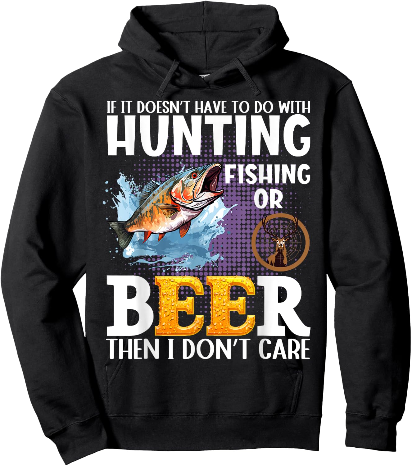 Funny fall or spring bass fishing elk dear hunting and beer Hoodie - Hoodie | Black