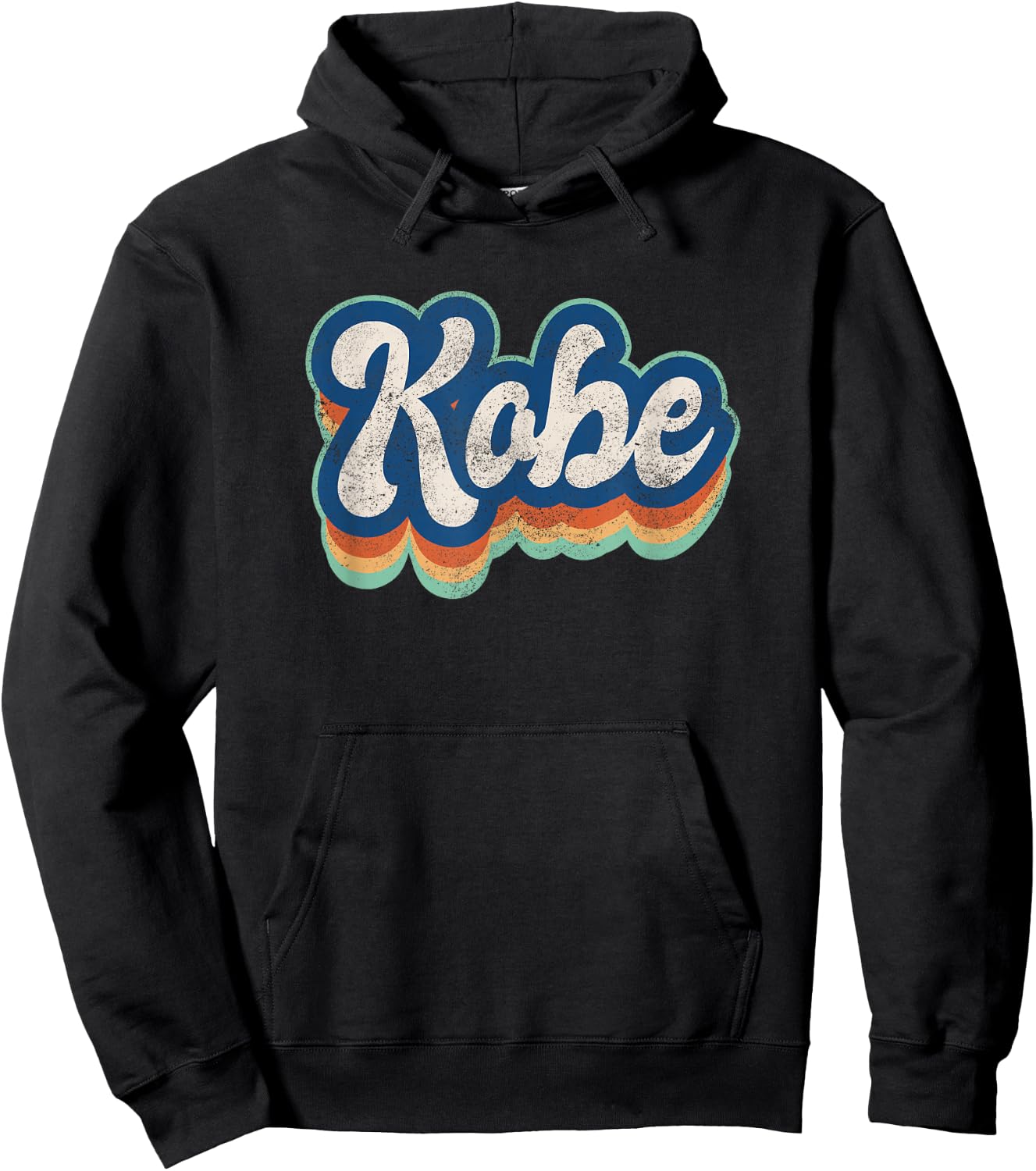 Kobe First Name Boy Vintage Style 70s 80s Personalized Hoodie - Hoodie | Black
