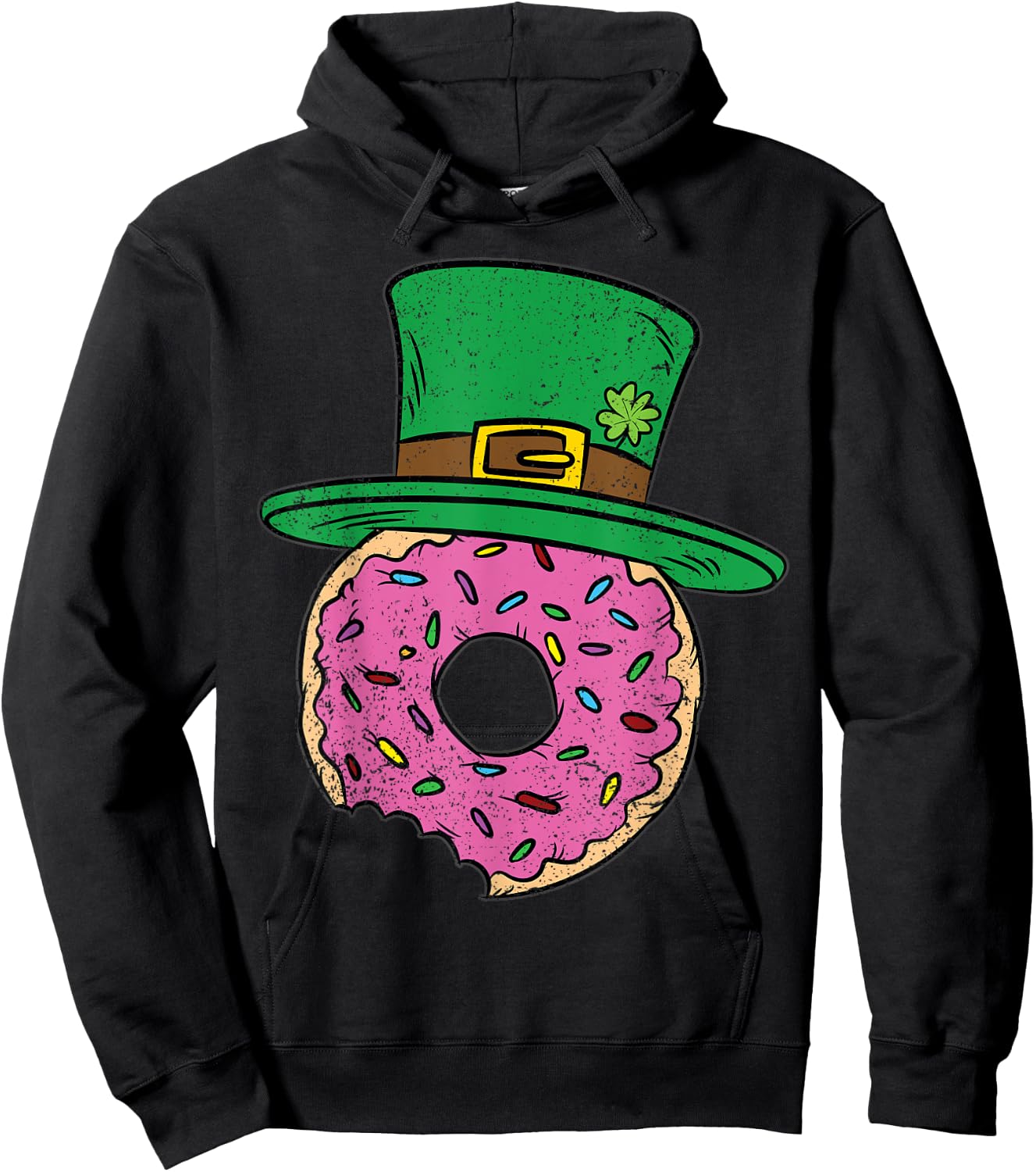 Irish Donut St Patricks Day Doughnut Leprechaun Hat Shamrock Hoodie - Hoodie | Black