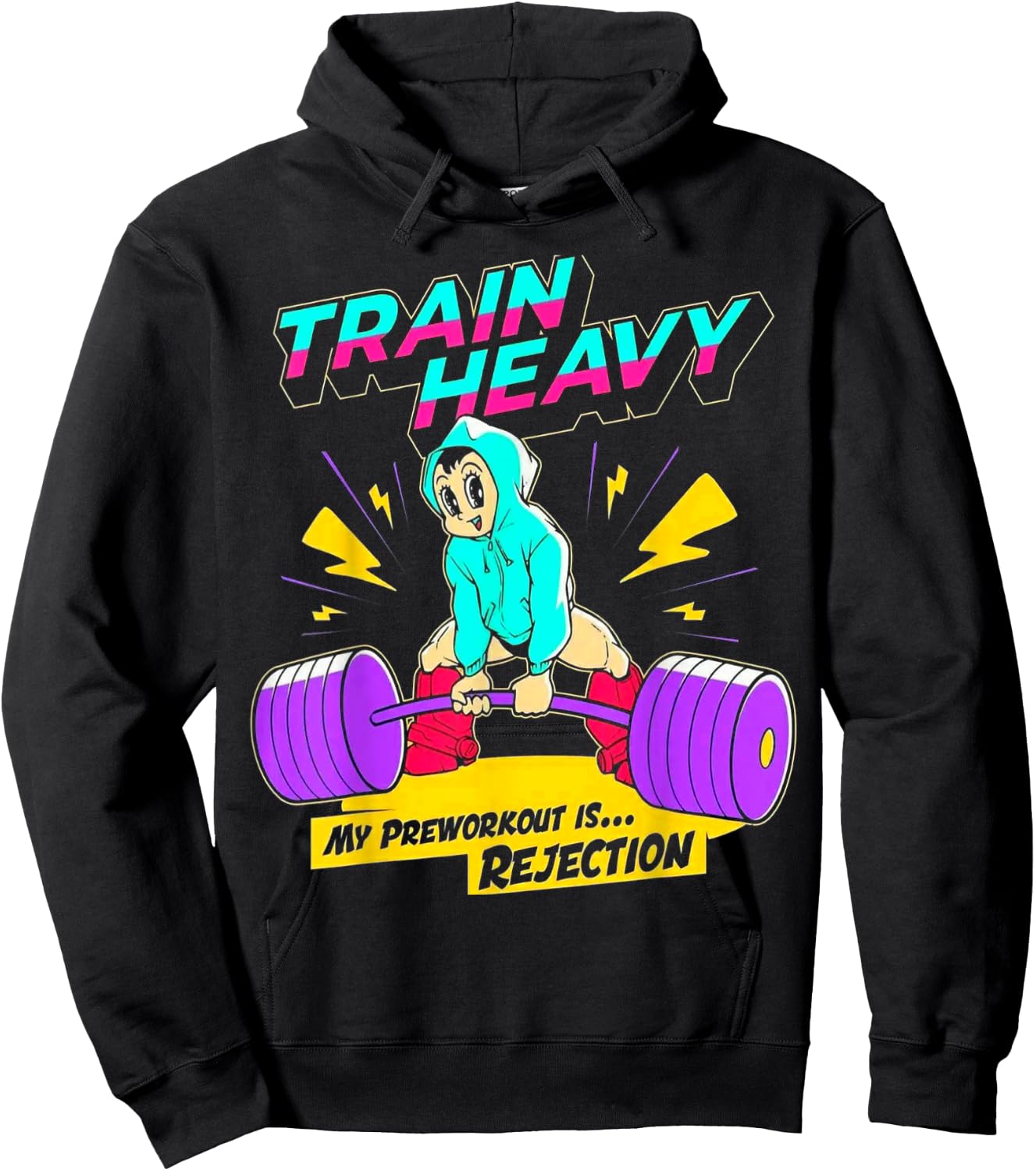 Train Heavy My Pre-Workout Is Rejection Gym Bodybuilding Hoodie - Hoodie | Black