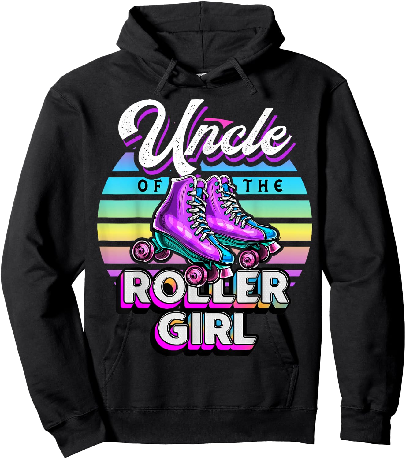Uncle of Roller Girl Roller Skating Birthday Matching Family Hoodie - Hoodie | Black