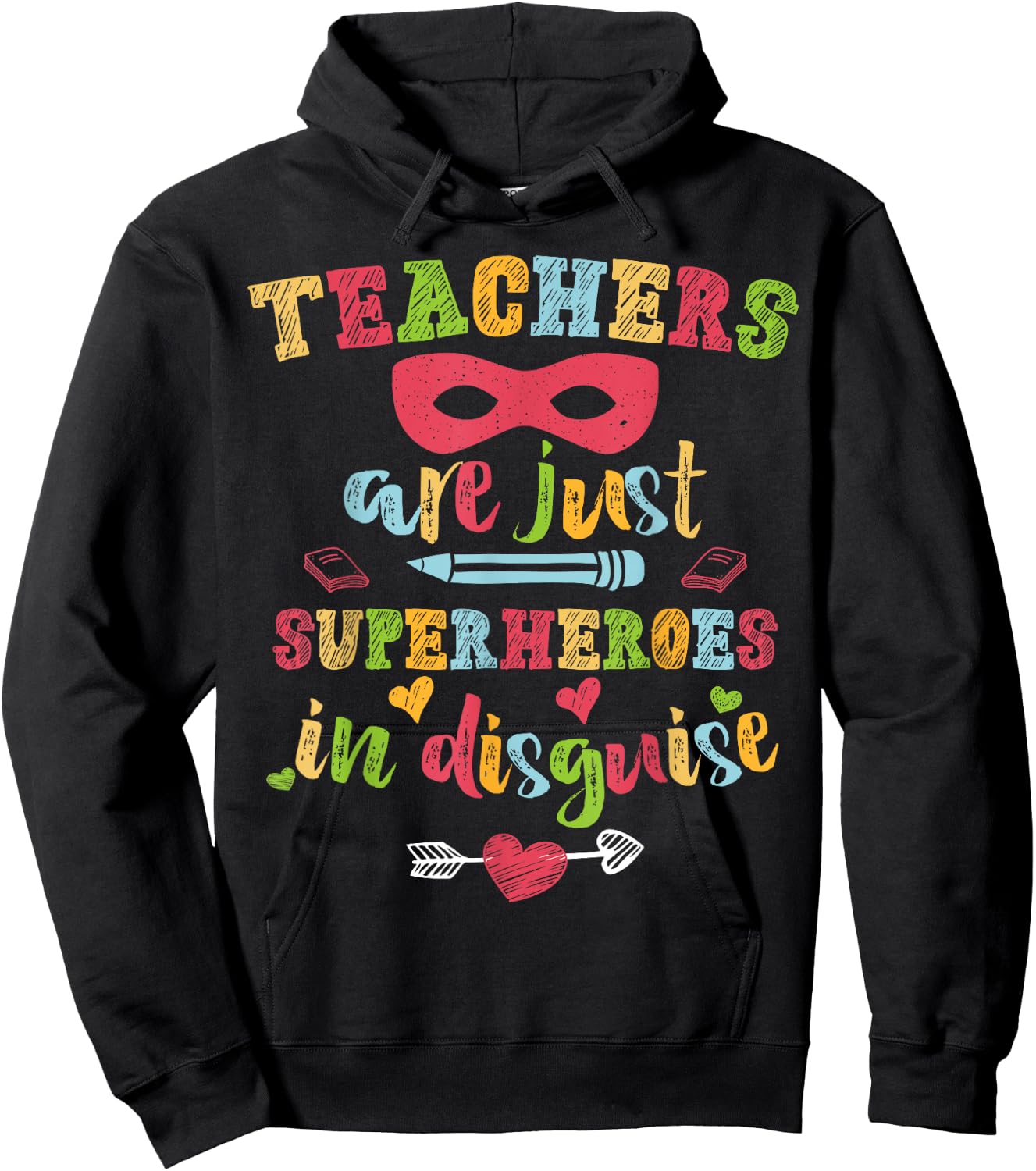 Back To School Teachers Are Just Superheroes hand drawn 2025 Hoodie - Hoodie | Black