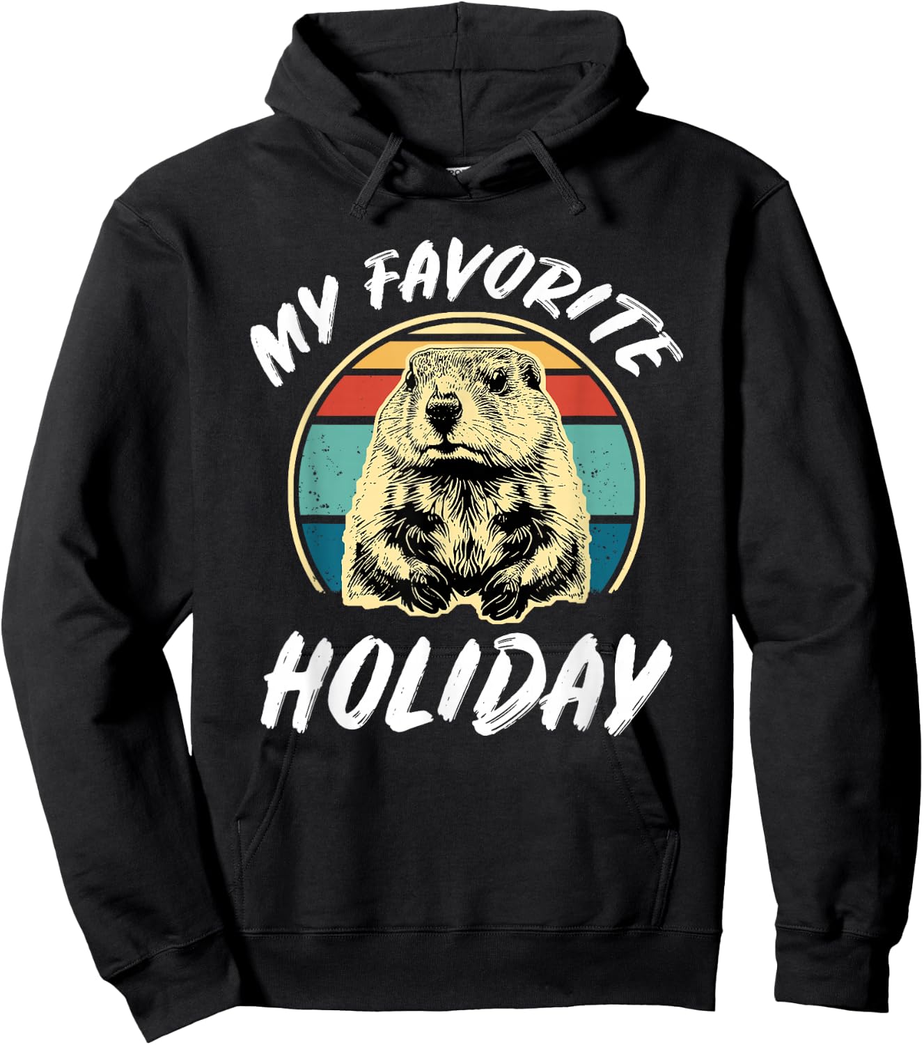 Vintage Retro Cute Groundhog Holiday | & Hoodie - Hoodie | Black