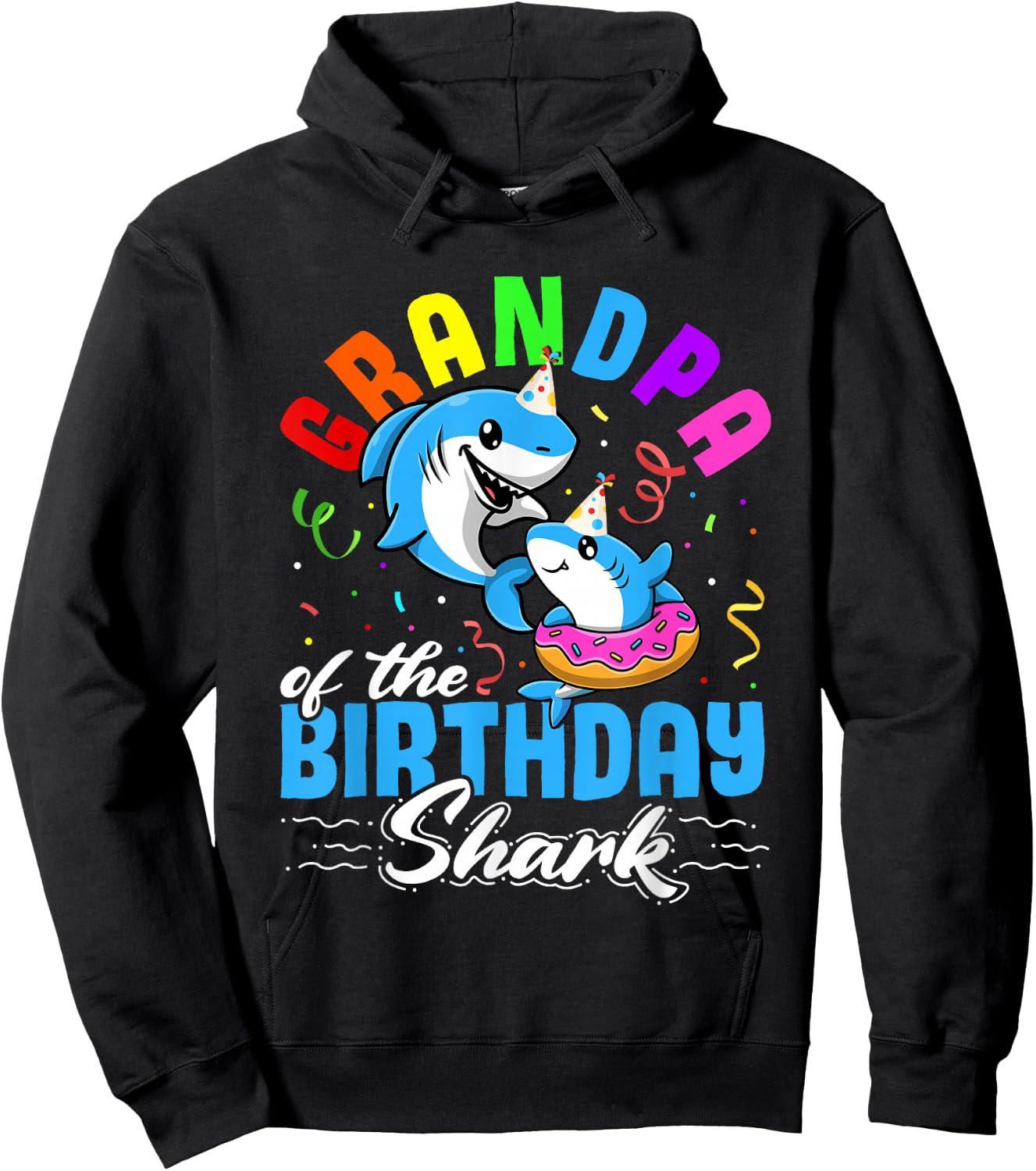 Grandpa of the Birthday Shark Hoodie - Hoodie | Black