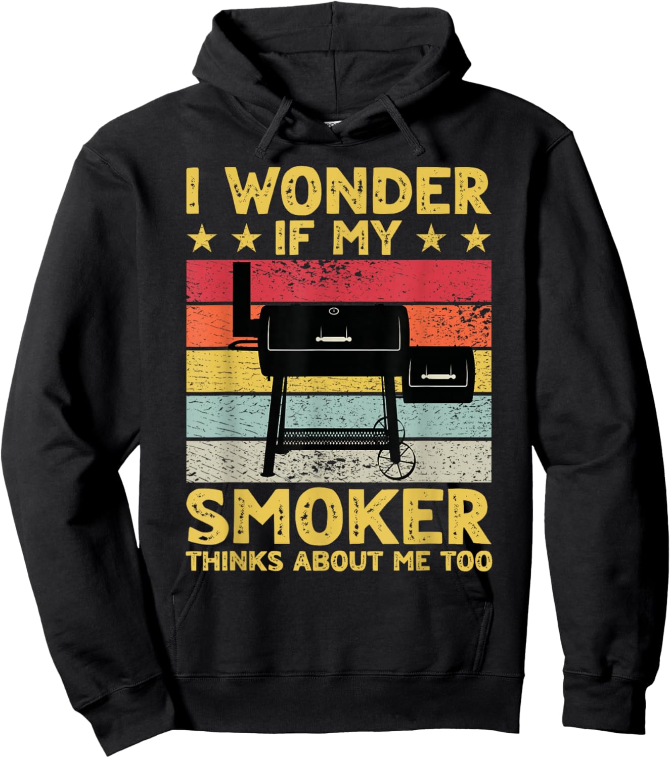 I Wonder If My Smoker Thinks About Me Too Funny BBQ Grill Hoodie - Hoodie | Black