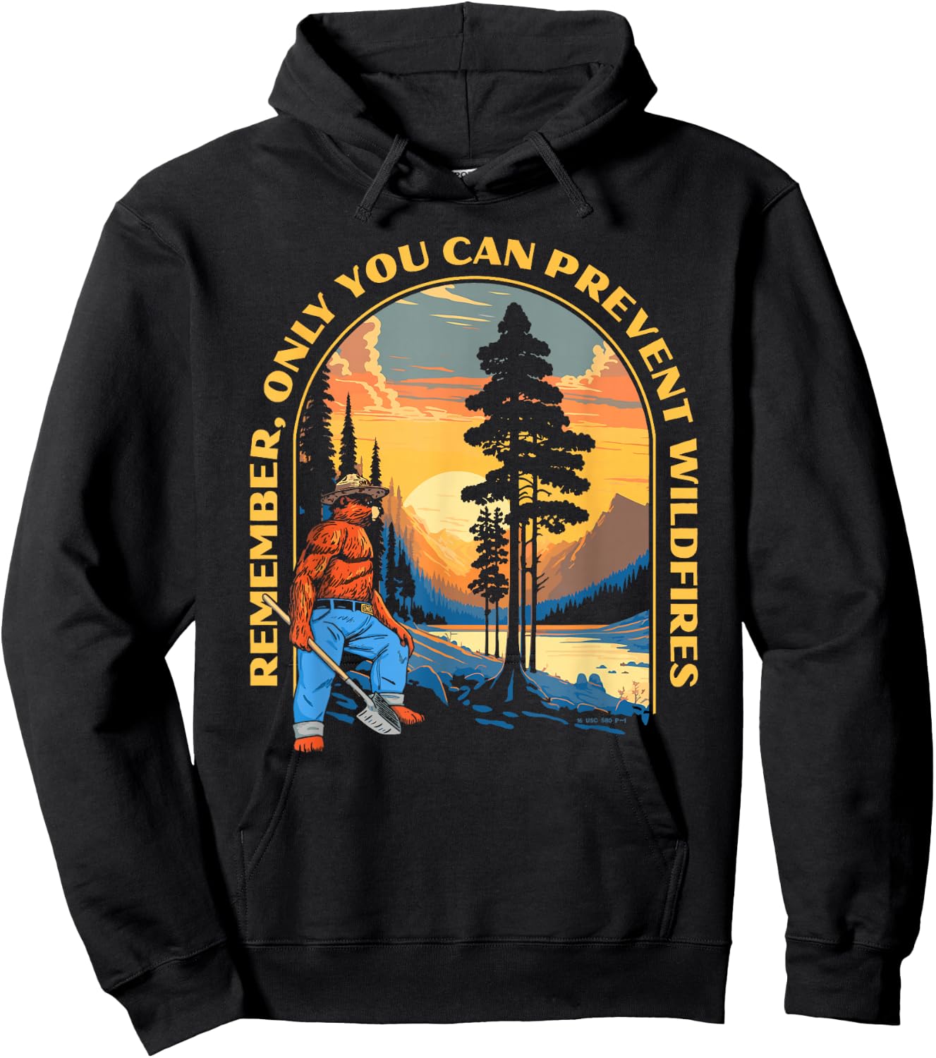 Remember, Only You Smokey Bear Beautiful Vintage Mountains Hoodie - Hoodie | Black