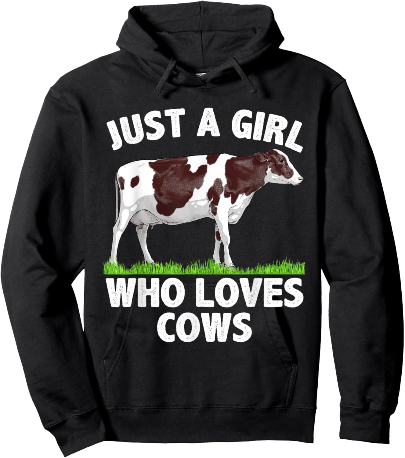 Cool Cow Design Girls Cow Lover Farmer Farm Animal Hoodie - Hoodie | Black