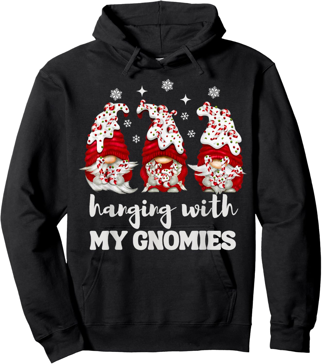 Christmas Hanging With My Gnomies Peppermint Xmas Gnome Hoodie - Hoodie | Black